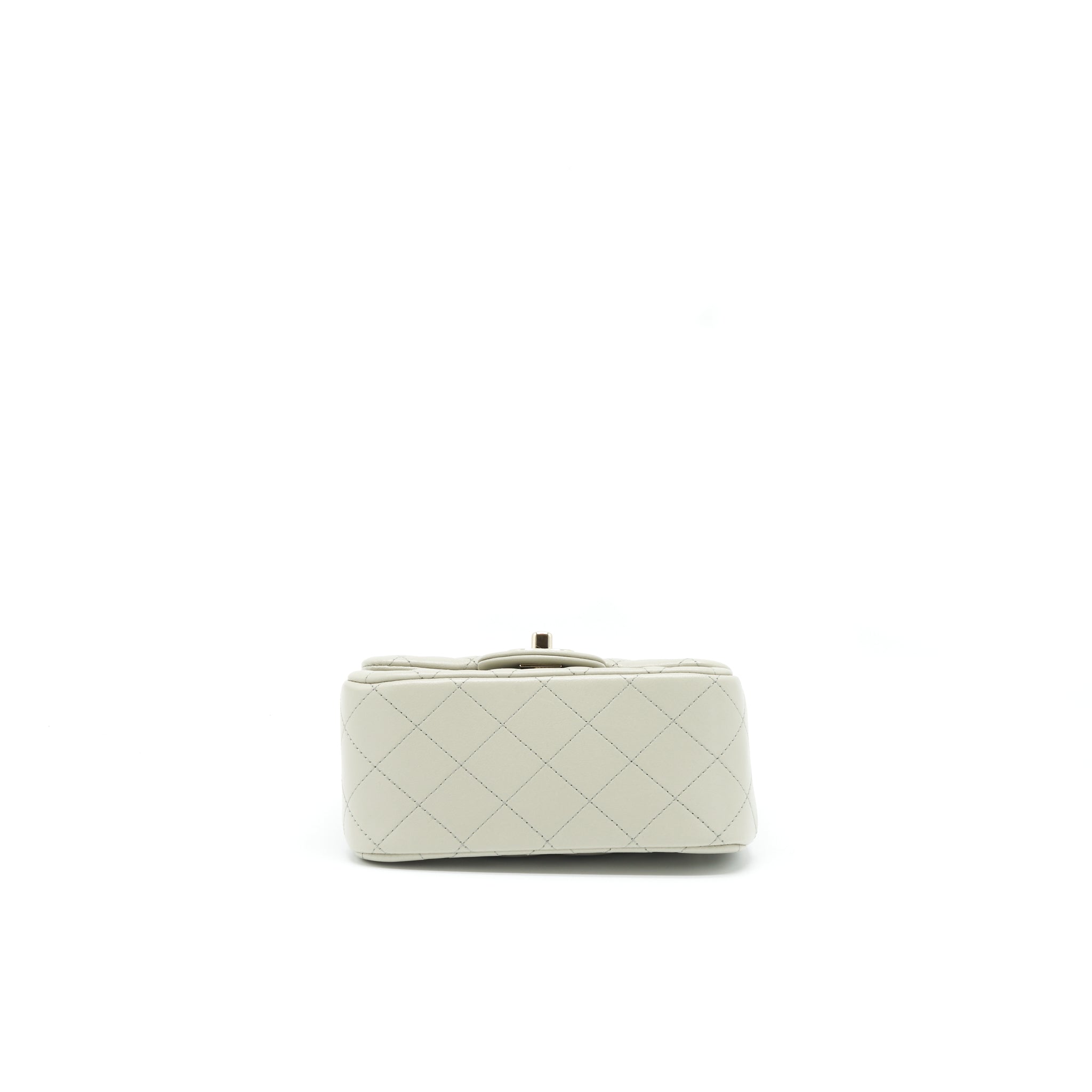 CHANEL 22C MINI SQUARE FLAP BAG LAMBSKIN LIGHT GREY LGHW (MICROCHIP)