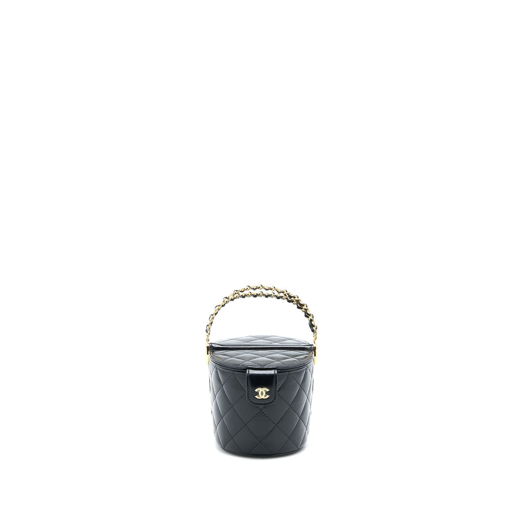 CHANEL 23C FLAP BUCKET BAG LAMBSKIN BLACK GHW (MICROCHIP)