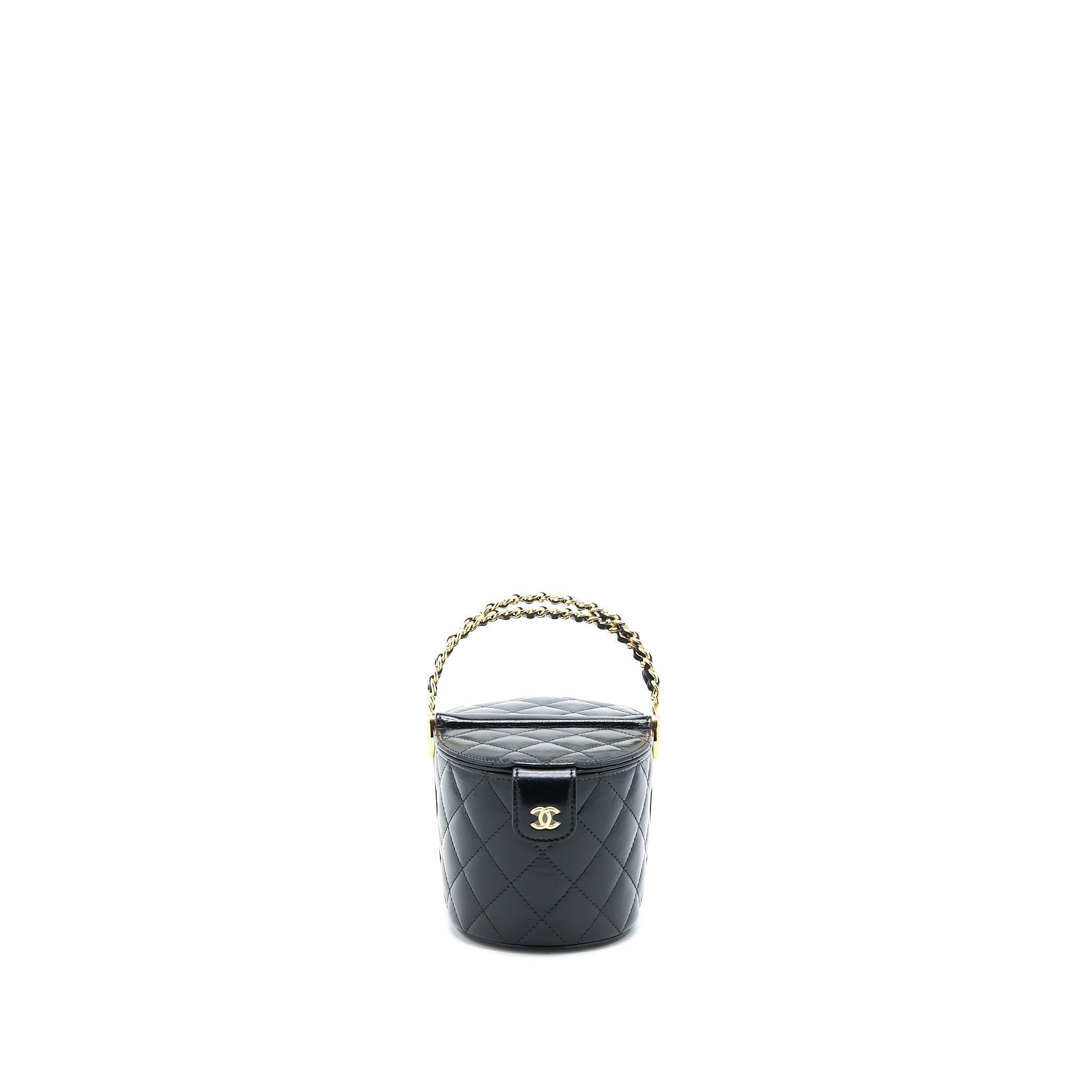 CHANEL 23C FLAP BUCKET BAG LAMBSKIN BLACK GHW (MICROCHIP)