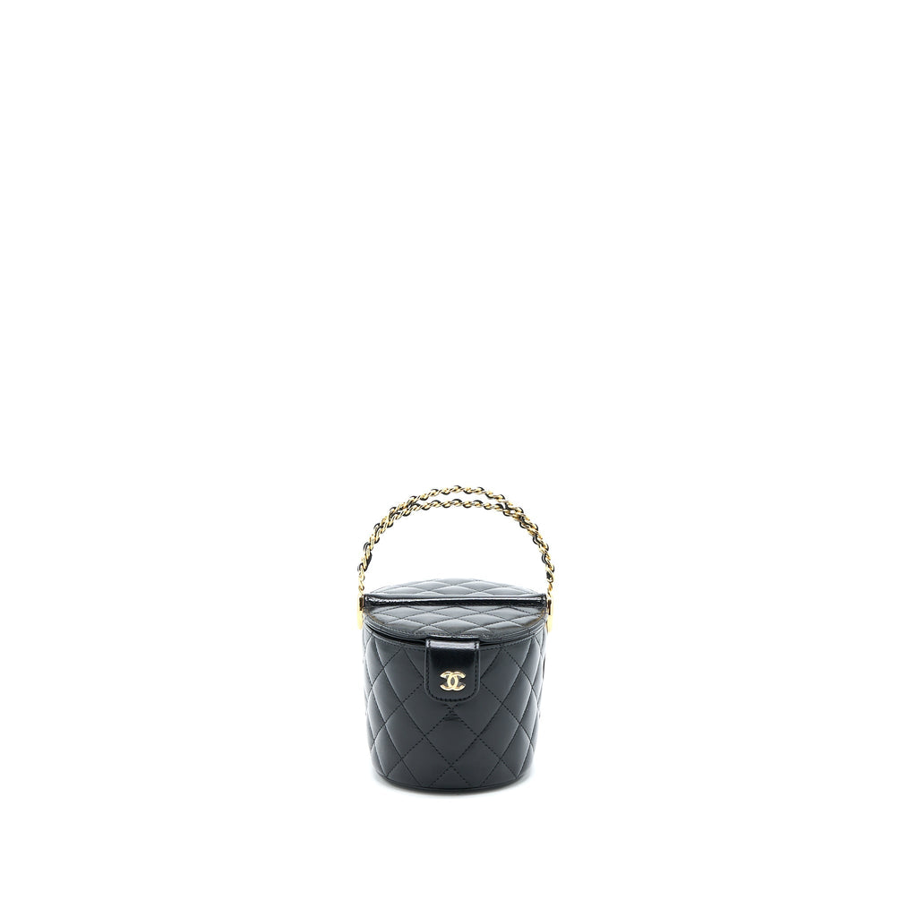 CHANEL 23C FLAP BUCKET BAG LAMBSKIN BLACK GHW (MICROCHIP)