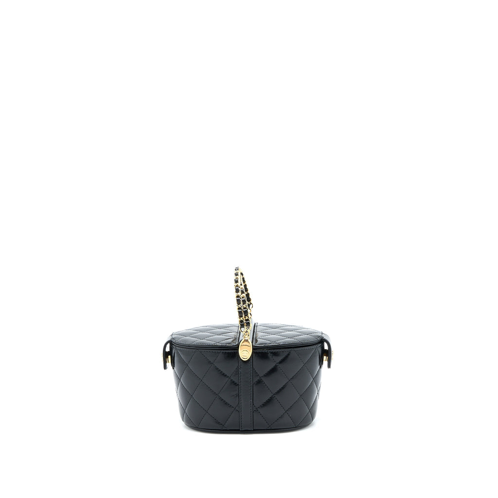 CHANEL 23C FLAP BUCKET BAG LAMBSKIN BLACK GHW (MICROCHIP)