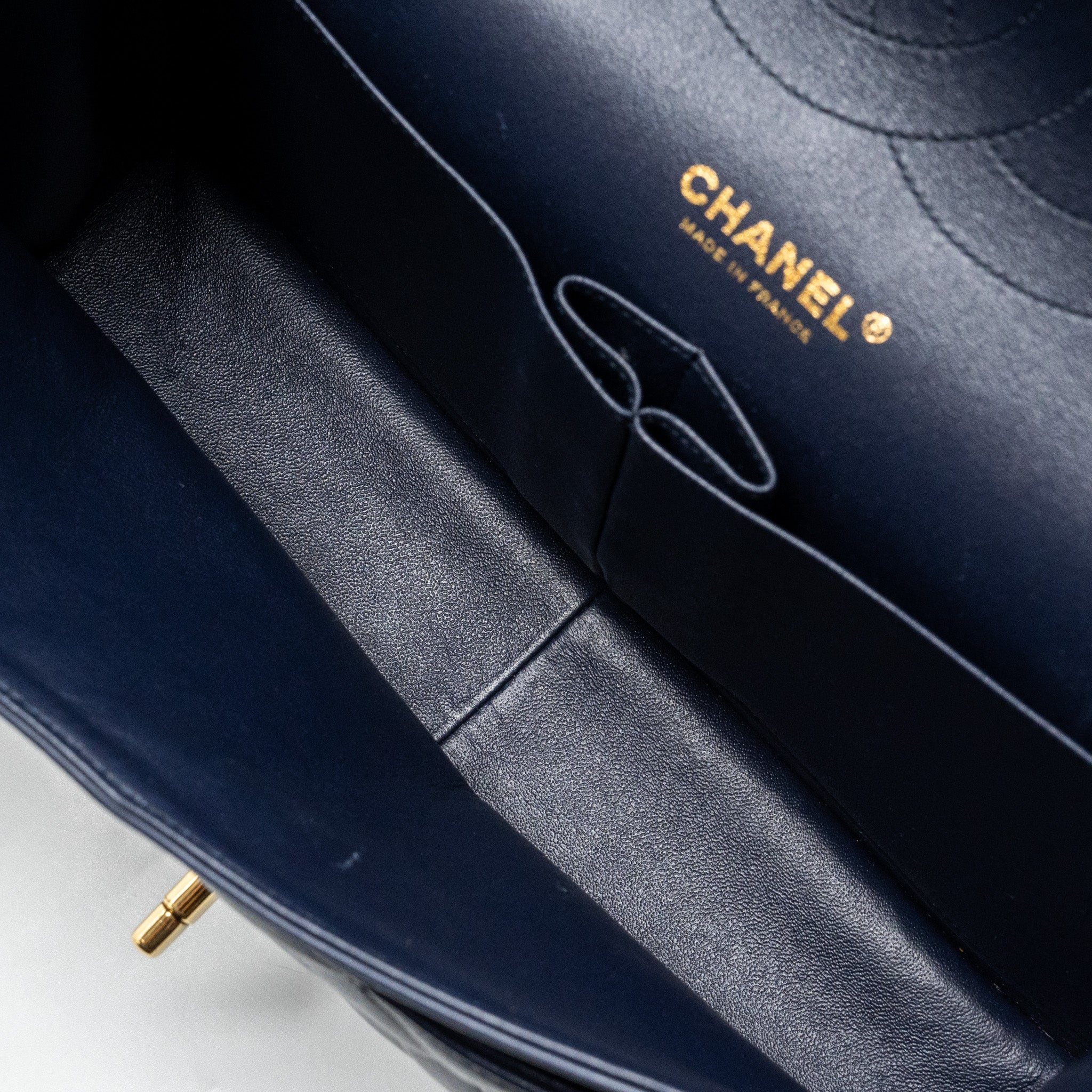 CHANEL JUMBO CLASSIC DOUBLE FLAP LAMBSKIN NAVY GHW
