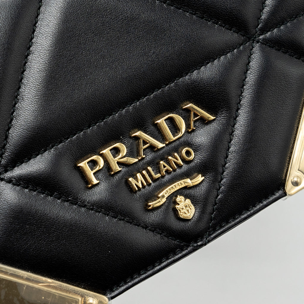 PRADA SHOULDER BAG QUILTED NAPPA LEATHER BLACK GHW