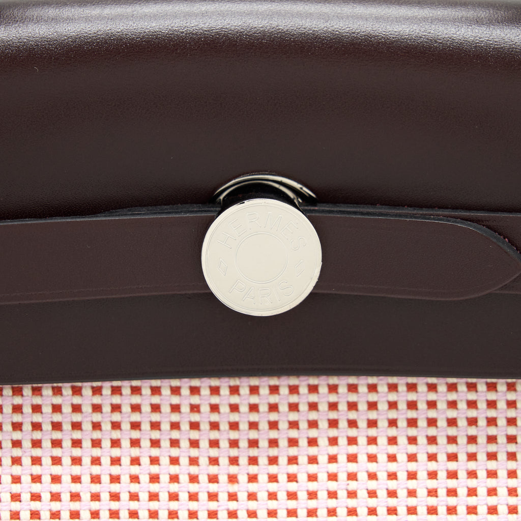 HERMES HERBAG ZIP 31 TOILE AND LEATHER ECRU-BRIQUE-MAUVE PINK/ ROUGE SELLIER SHW