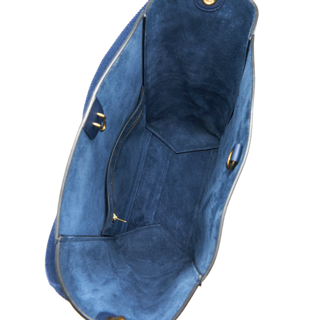 CELINE SANGLE BUCKET BAG NAVY GHW NEW LOGO