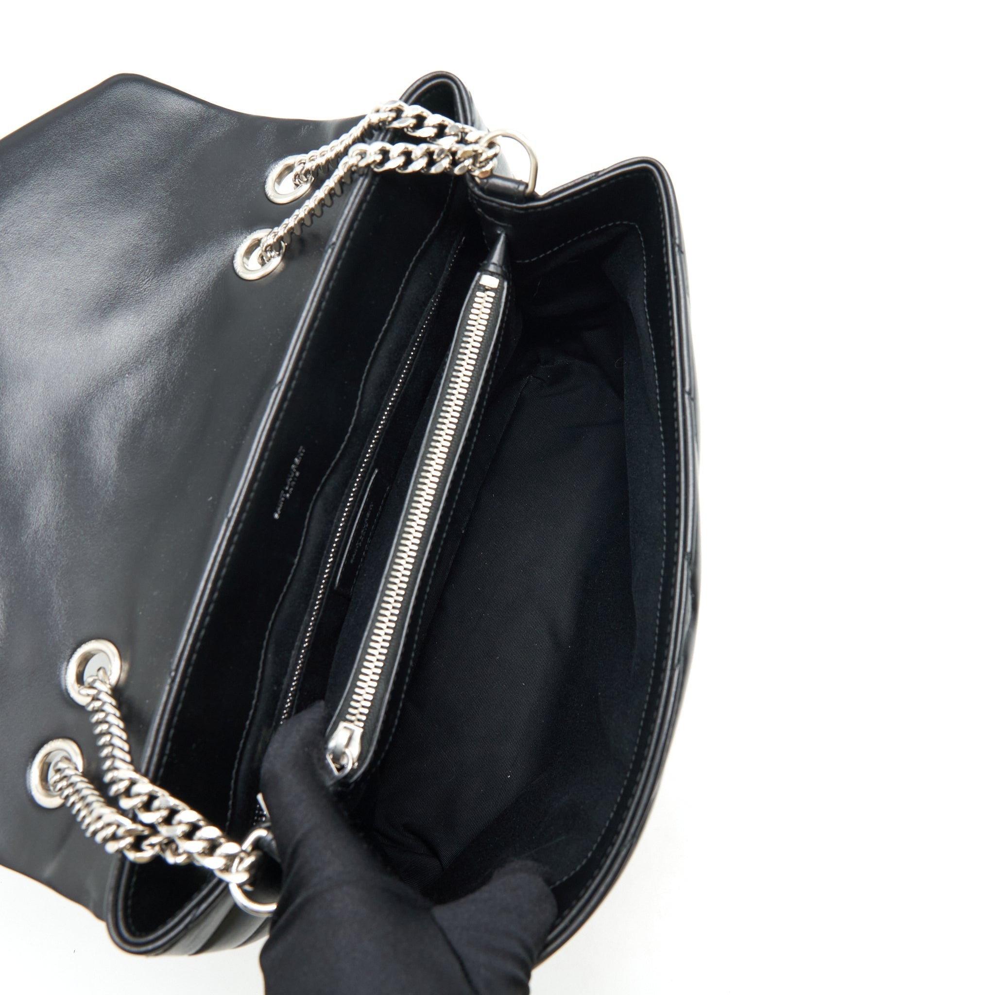 SAINT LAURENT / YSL LOULOU MEDIUM BAG CALFSKIN BLACK SHW