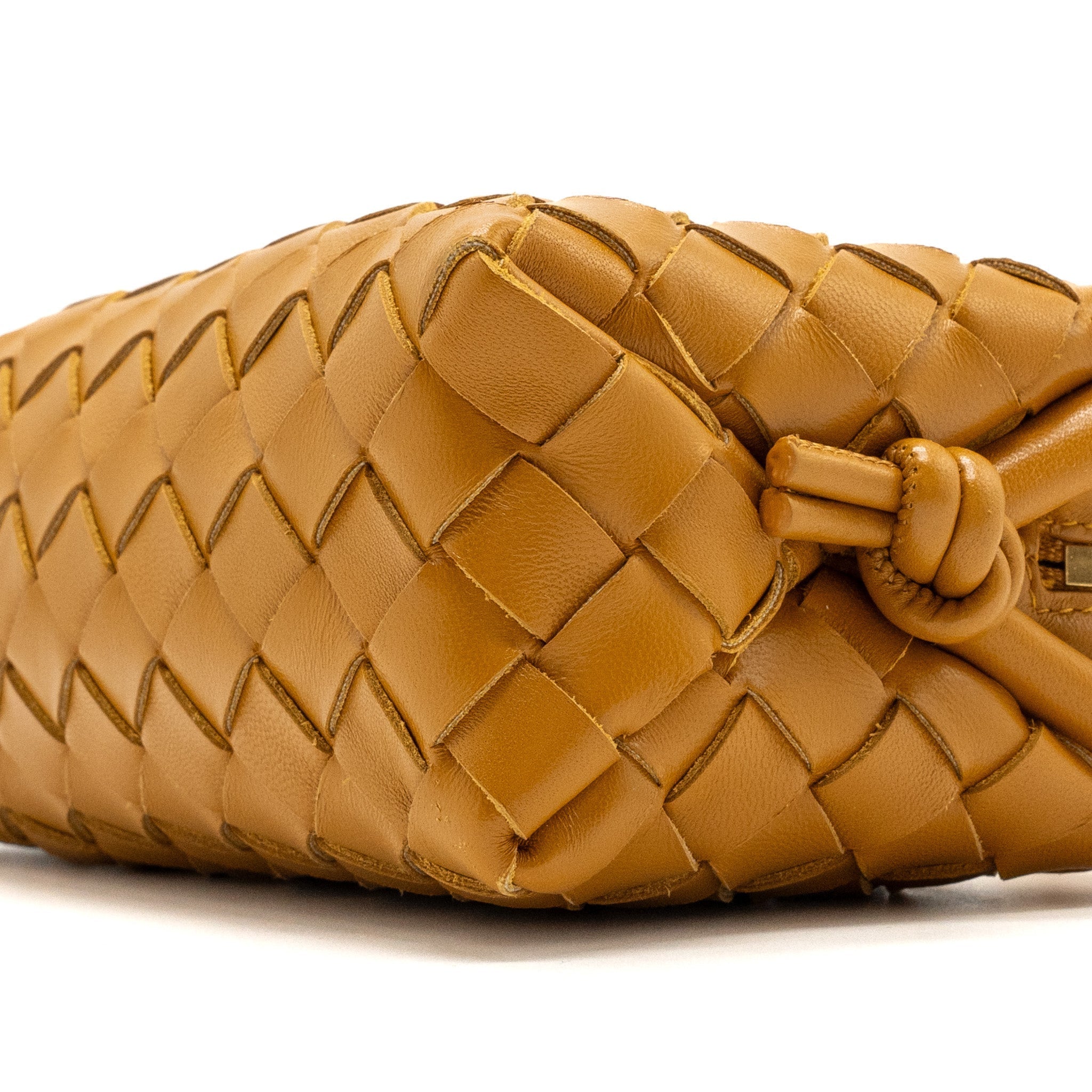 BOTTEGA VENETA MINI LOOP CAMERA BAG LAMBSKIN CARAMEL GHW