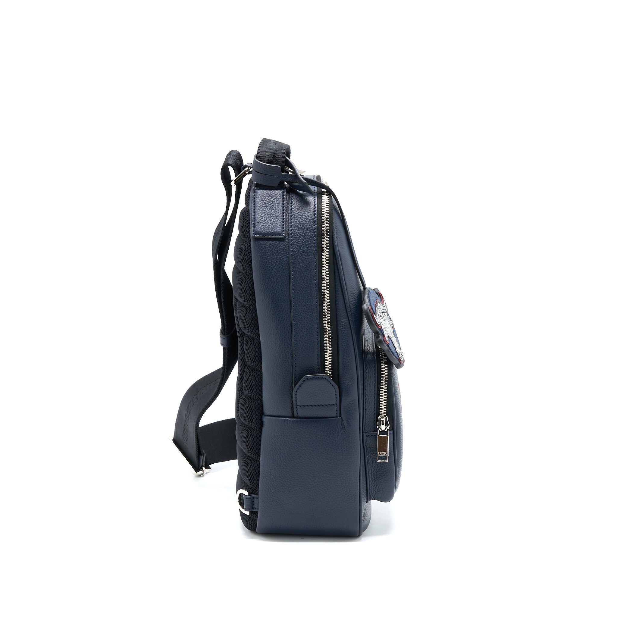 DIOR X STUSSY YEAR OF THE OX SLING BAG CALFSKIN NAVY MULTICOLOUR SHW