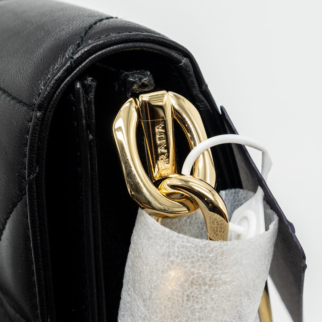 PRADA SHOULDER BAG QUILTED NAPPA LEATHER BLACK GHW