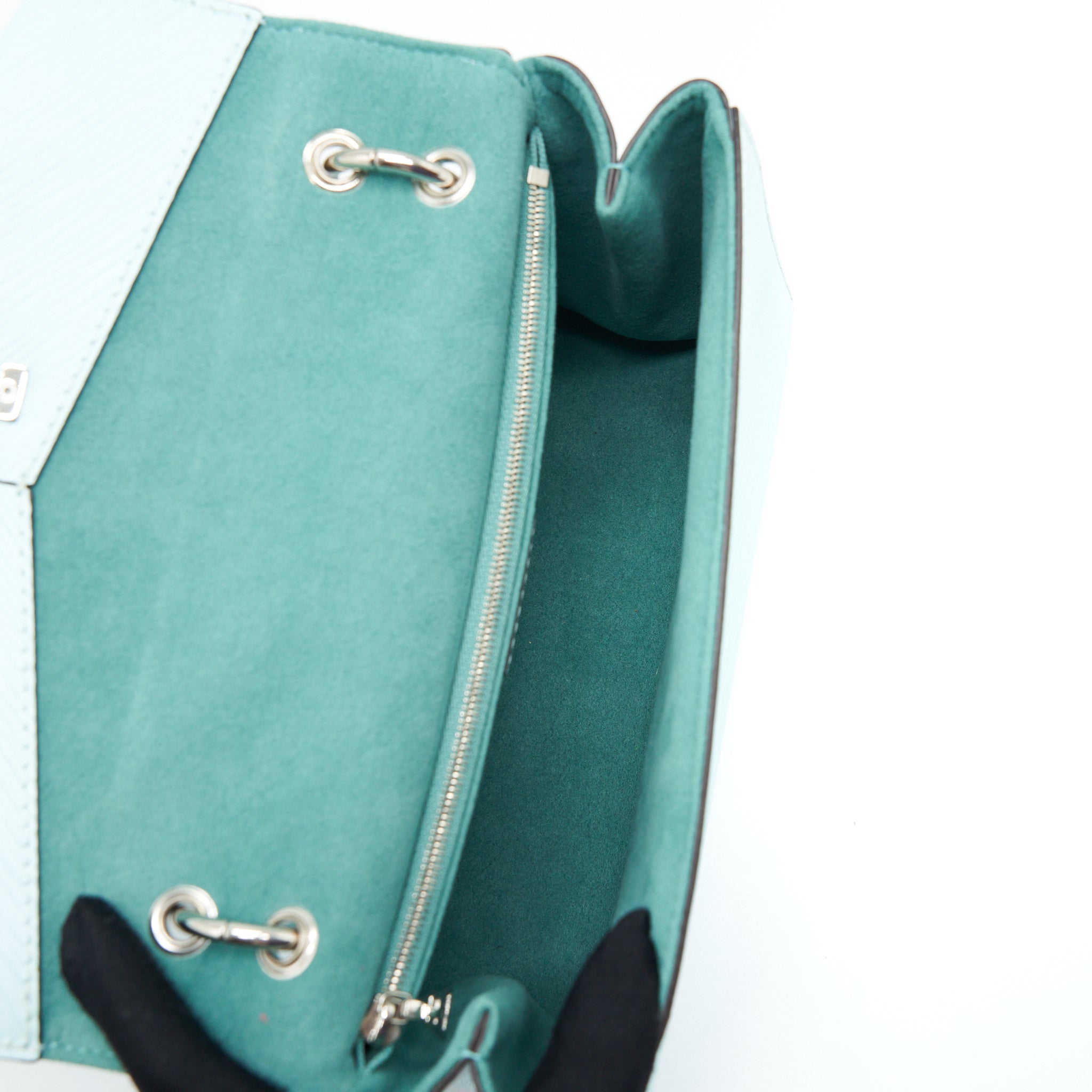 LOUIS VUITTON TOP HANDLE FLAP BAG EPI LIGHT BLUE SHW