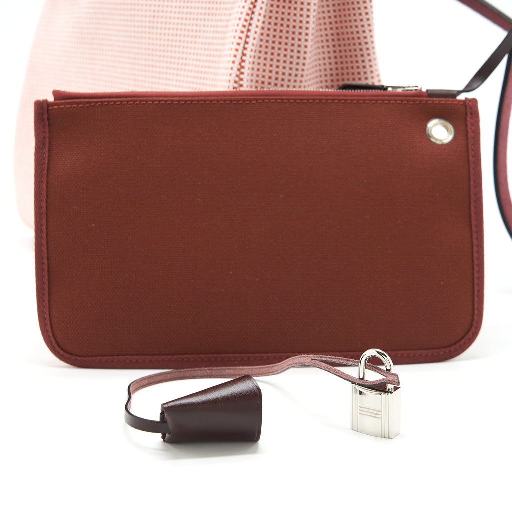 HERMES HERBAG ZIP 31 TOILE AND LEATHER ECRU-BRIQUE-MAUVE PINK/ ROUGE SELLIER SHW