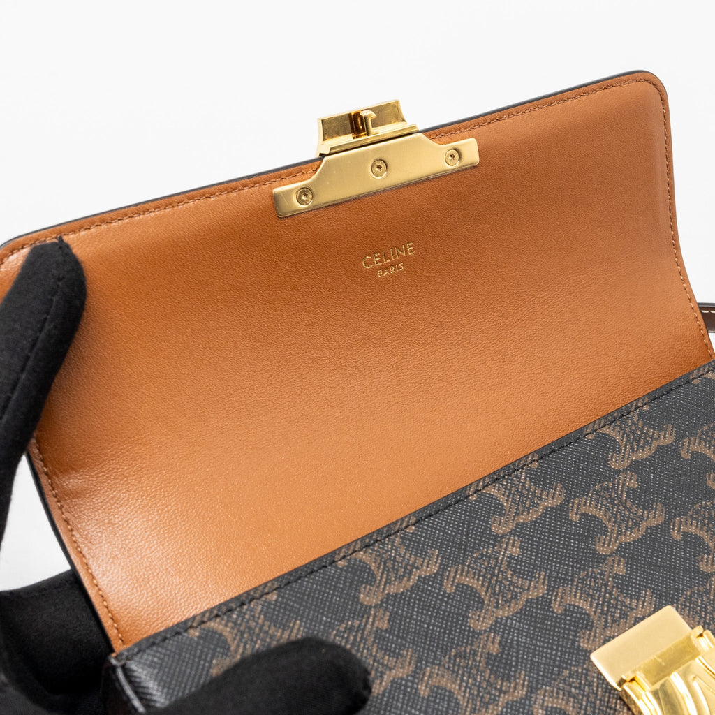 CELINE TRIOMPHE SHOUDER BAG TRIOMPHE CANVAS / CALFSKIN TAN GHW
