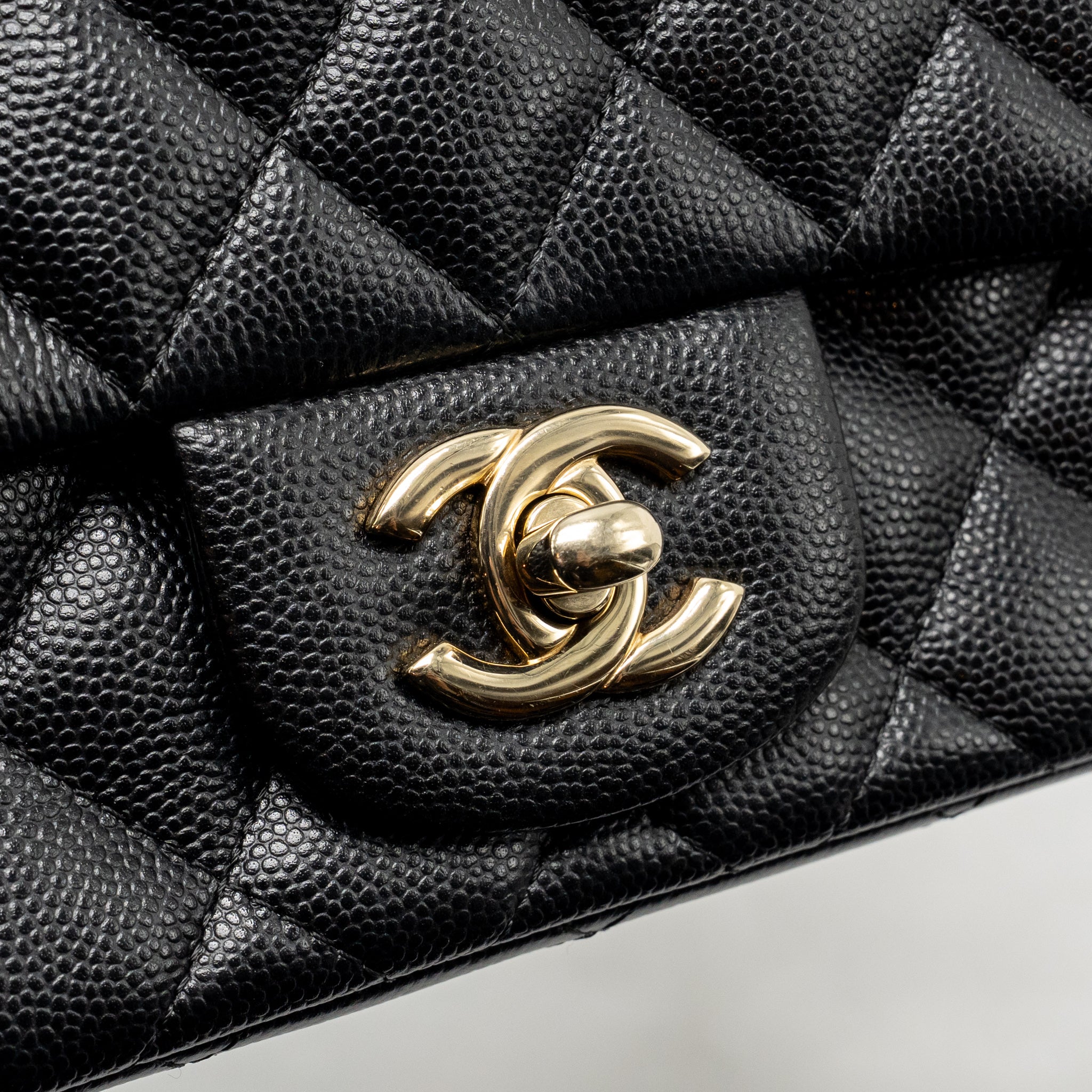 CHANEL MINI SQUARE FLAP BAG CAVIAR BLACK LGHW