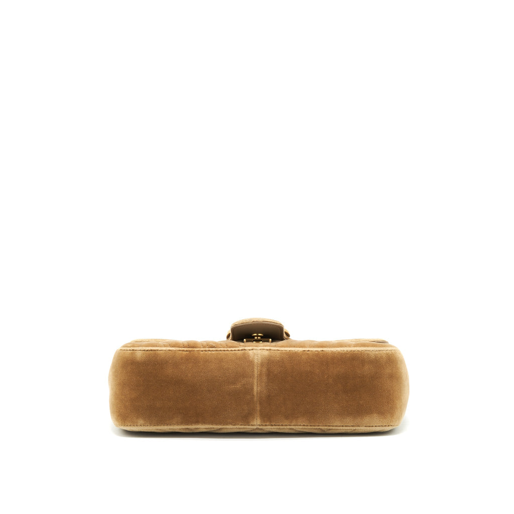 GUCCI MARMONT BAG VELVET GOLD TAN GHW