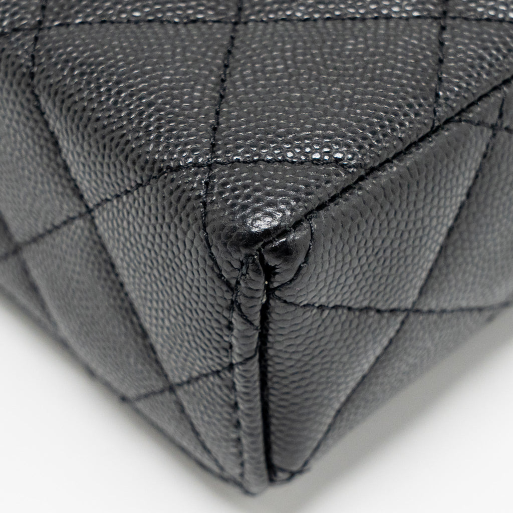 CHANEL TOP HANDLE VANITY BAG WITH CHAIN CAVIAR BLACK GHW (MICROCHIP)