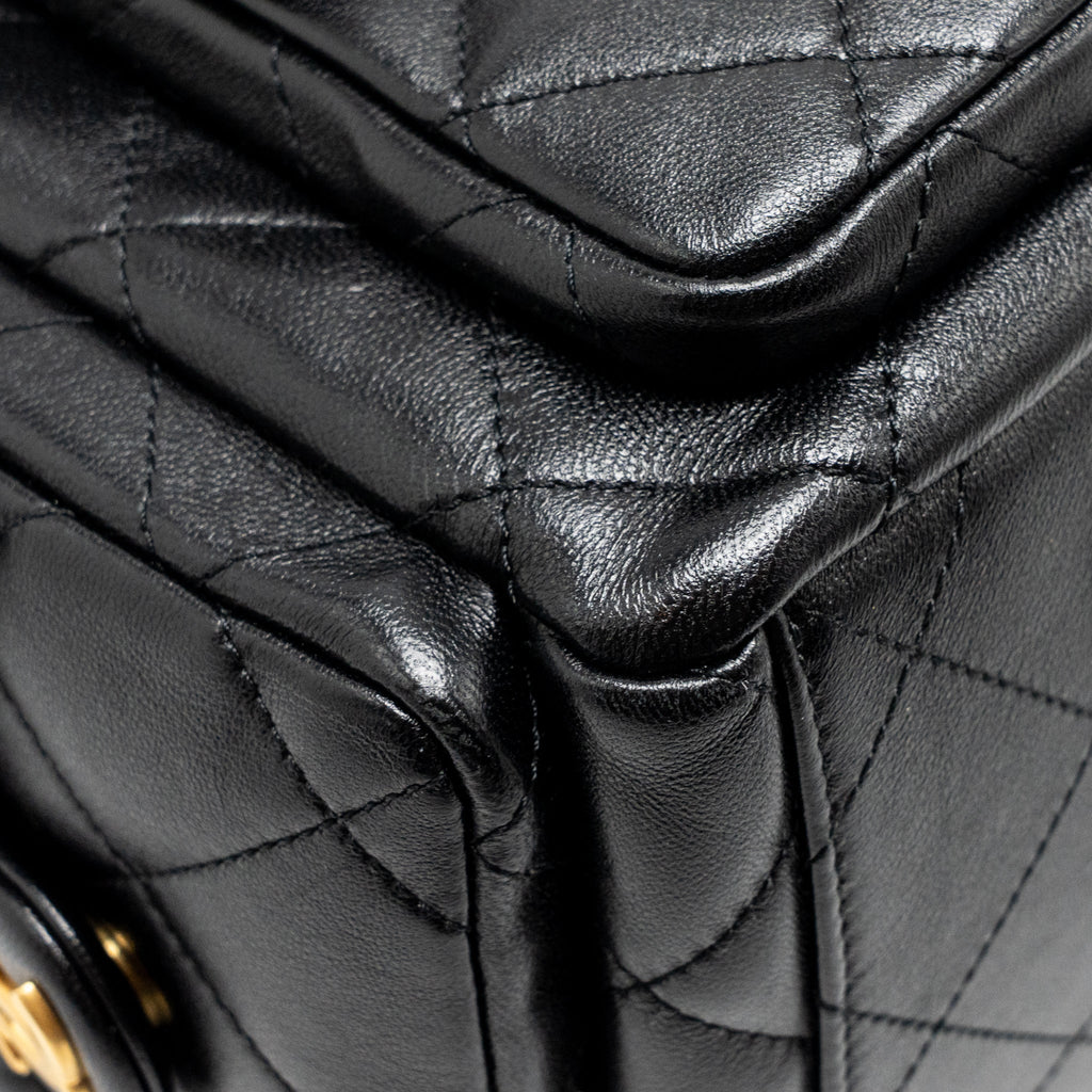 CHANEL 25C MAXI HOBO BAG LAMBSKIN BLACK GHW (MICROCHIP)