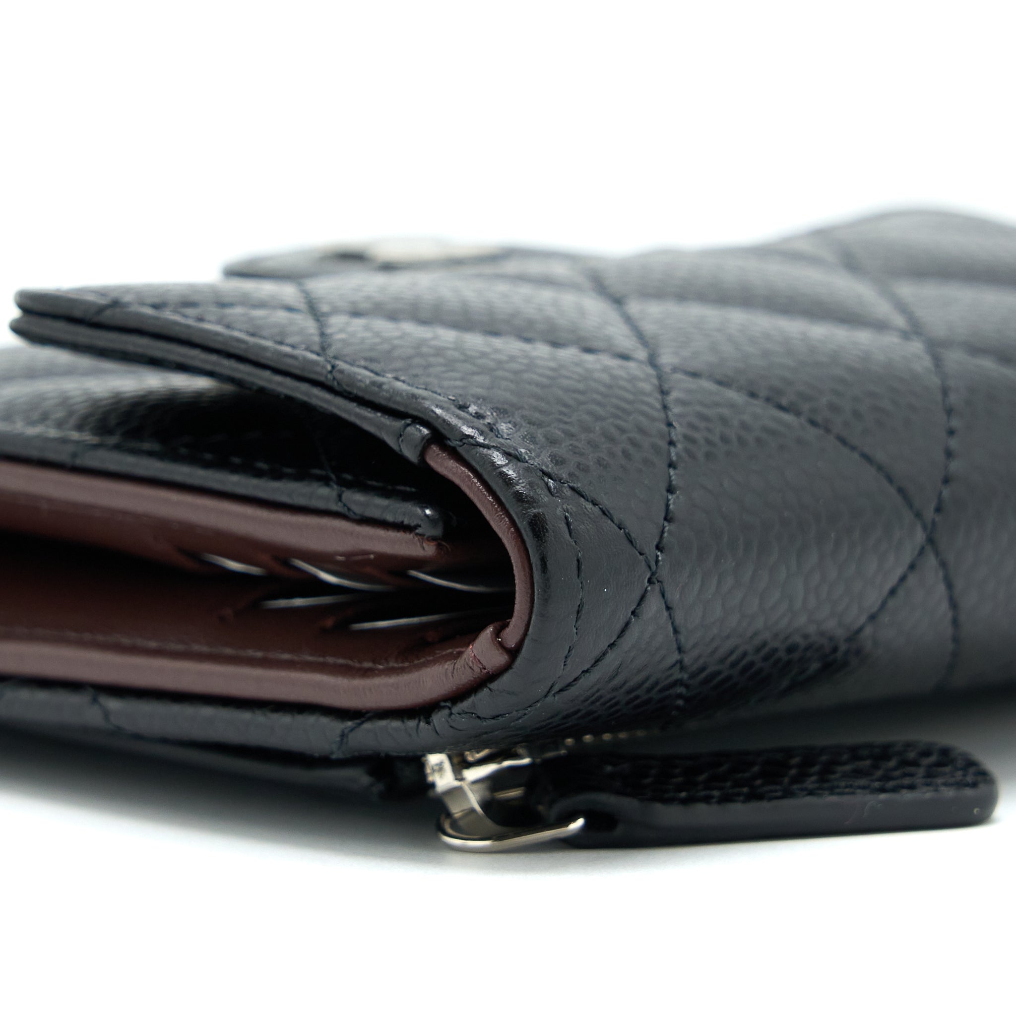 CHANEL CLASSIC SMALL COMPACT WALLET CAVIAR BLACK SHW