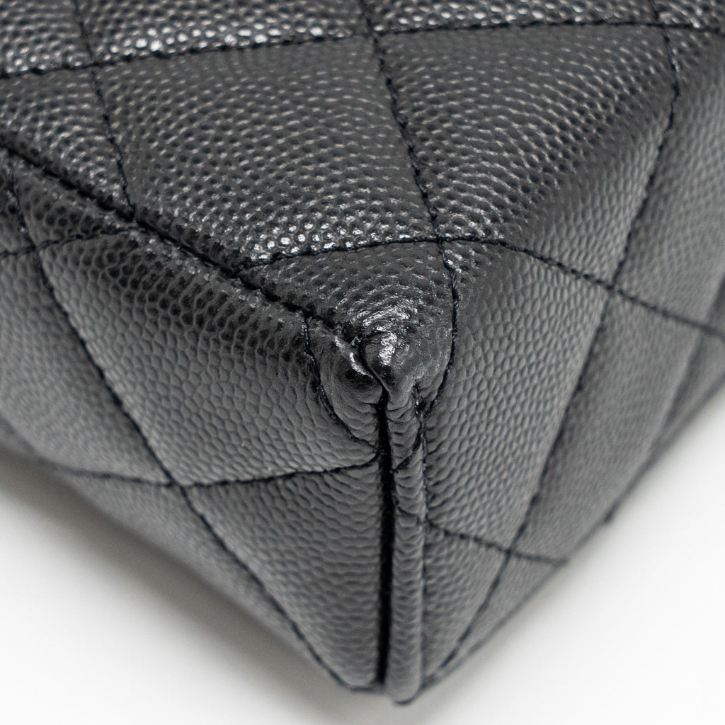 CHANEL TOP HANDLE VANITY BAG WITH CHAIN CAVIAR BLACK GHW (MICROCHIP)