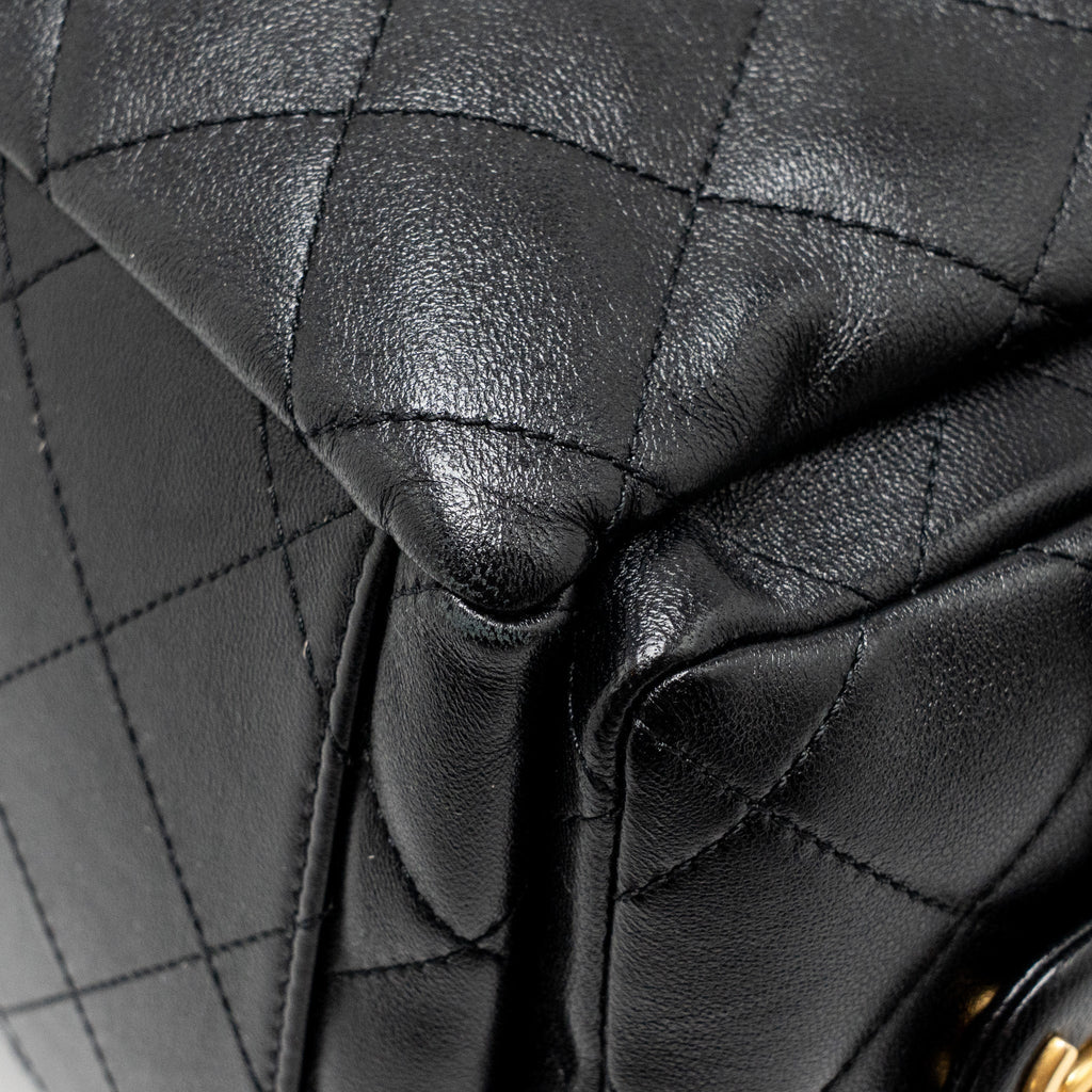 CHANEL 25C MAXI HOBO BAG LAMBSKIN BLACK GHW (MICROCHIP)
