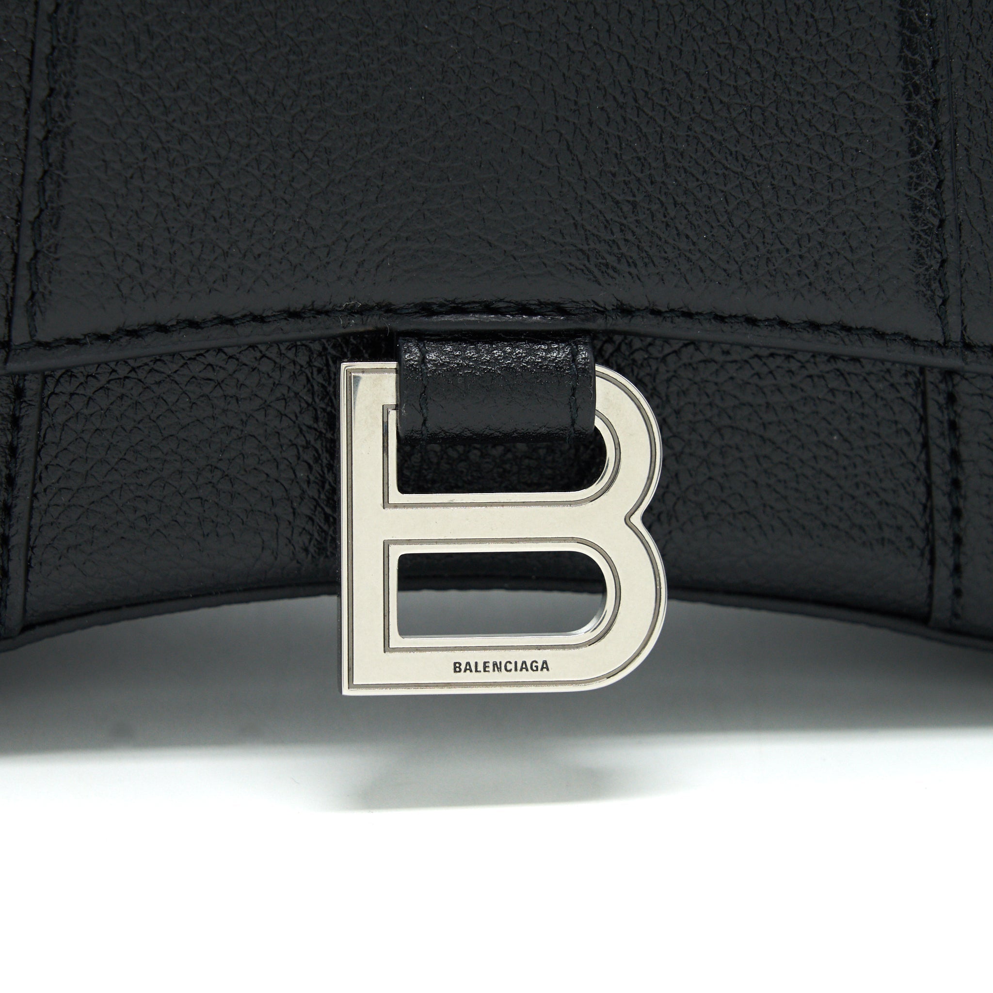 BALENCIAGA HOURGLASS AS GRAINED CALFSKIN BLACK SHW