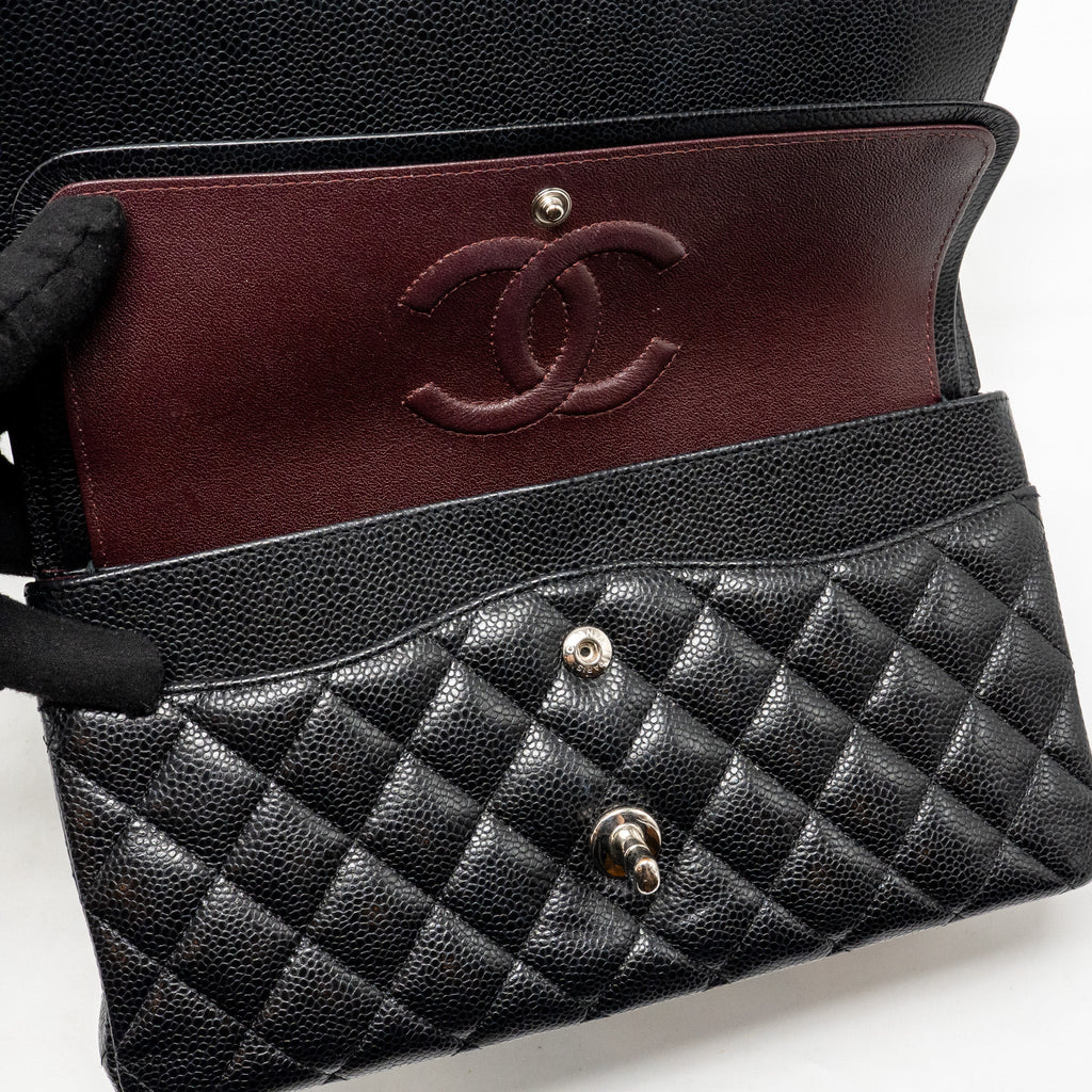 CHANEL MEDIUM CLASSIC DOUBLE FLAP BAG CAVIAR BLACK SHW