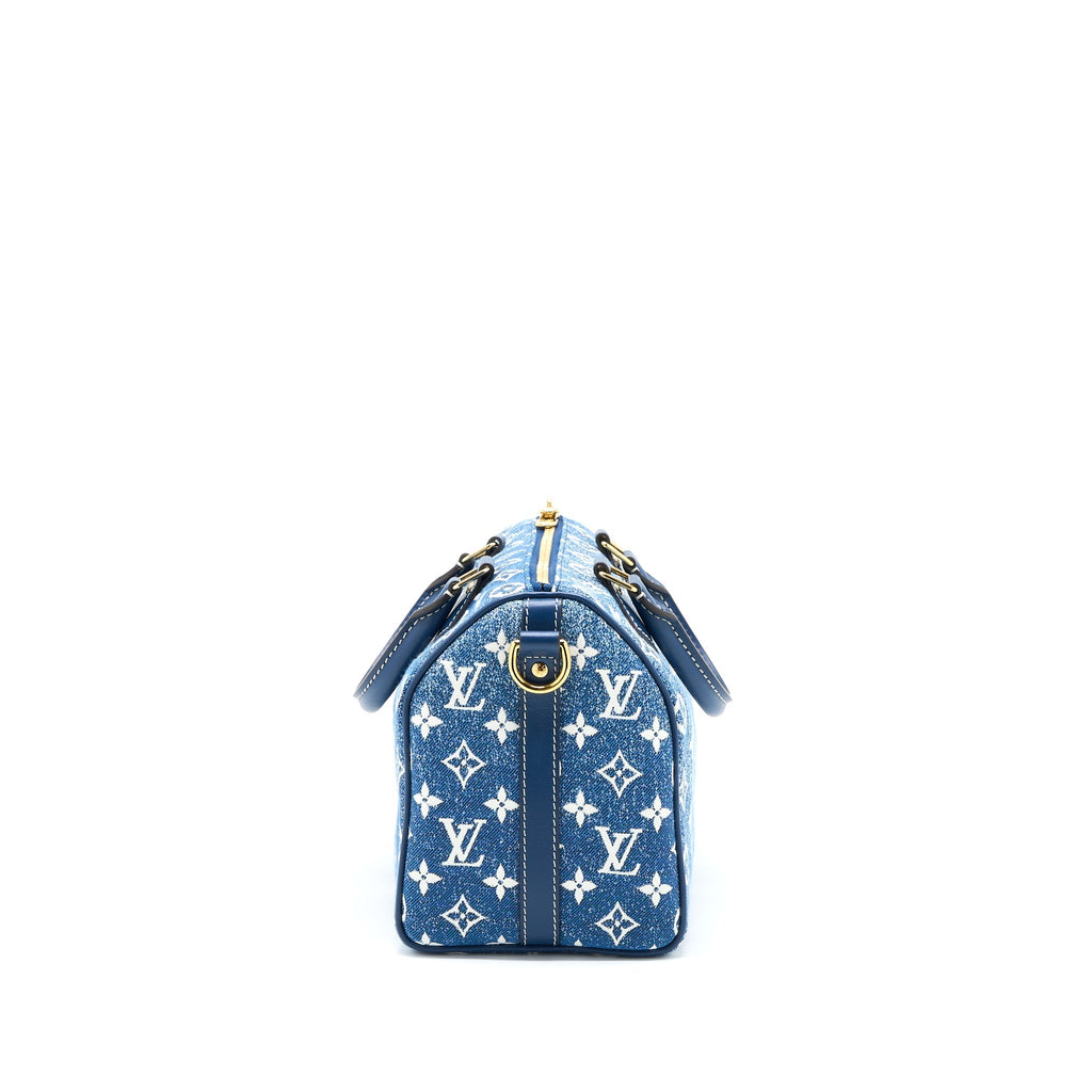 LOUIS VUITTON LIMITED EDITION SPEEDY BANDOULIERE 25 DENIM BLUE GHW (NEW VERSION)