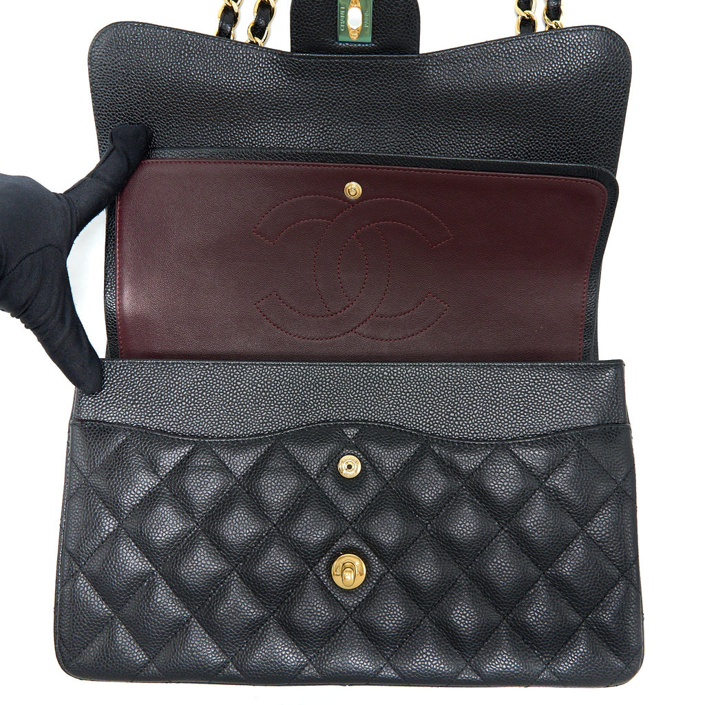 CHANEL JUMBO CLASSIC DOUBLE FLAP BAG CAVIAR BLACK GHW