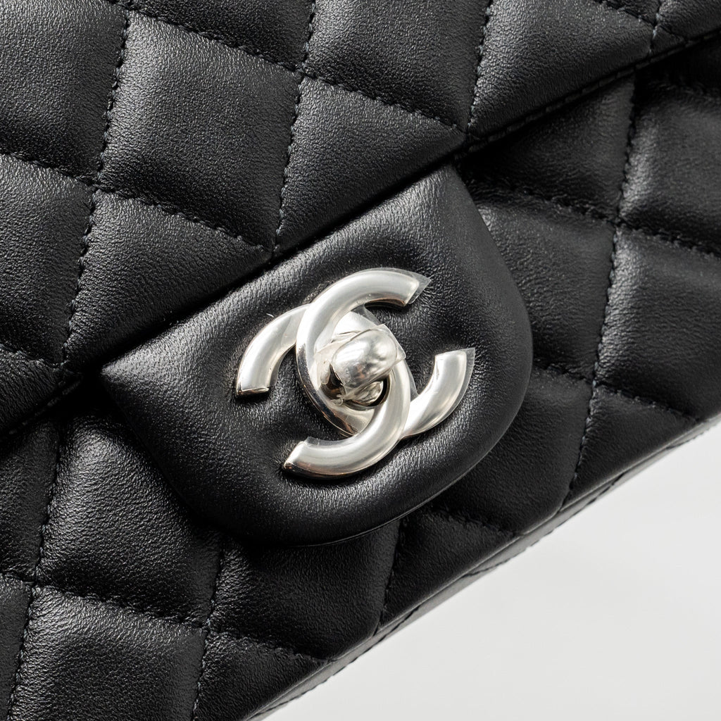 CHANEL MINI RECTANGULAR FLAP BAG LAMBSKIN BLACK SHW (MICROCHIP)