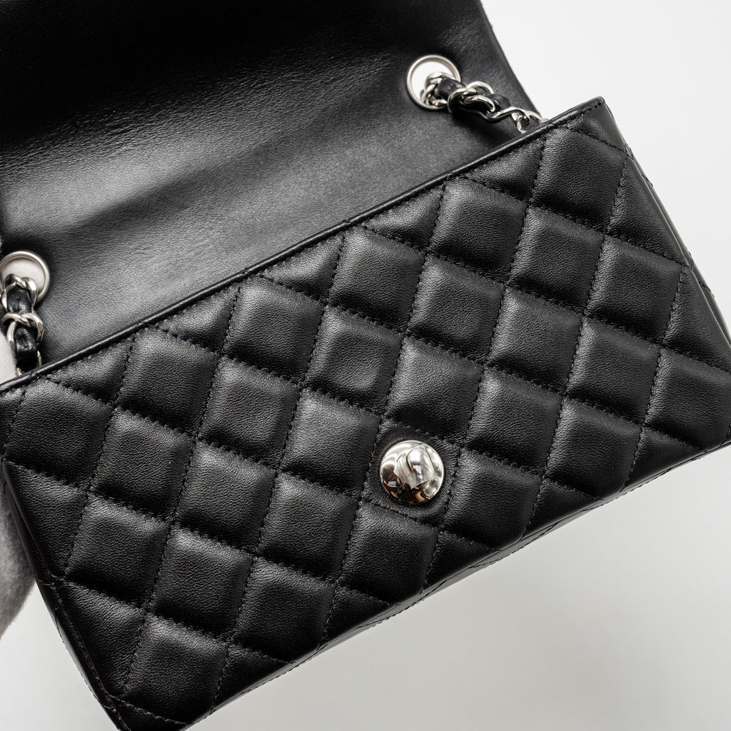 CHANEL MINI RECTANGULAR FLAP BAG LAMBSKIN BLACK SHW (MICROCHIP)