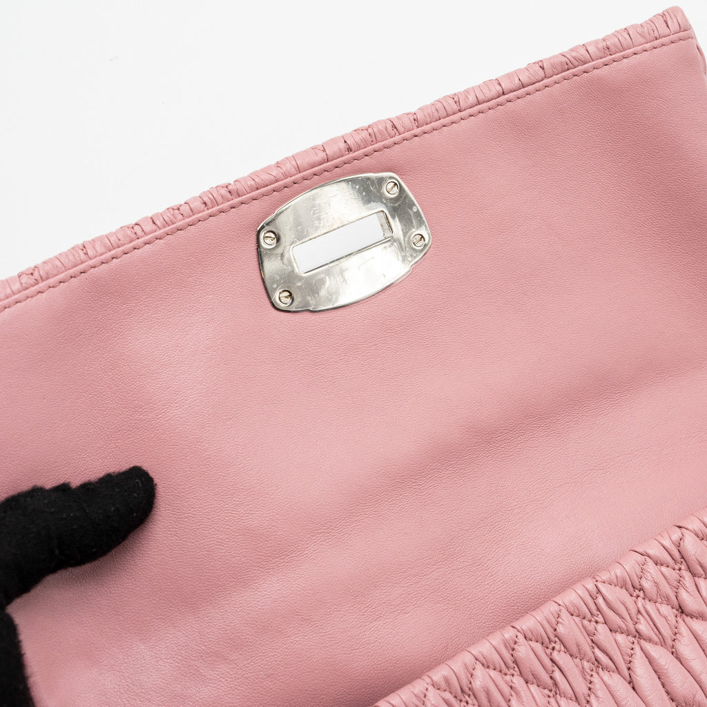 MIU MIU CRYSTAL SHOULDER BAG LAMBSKIN PINK SHW