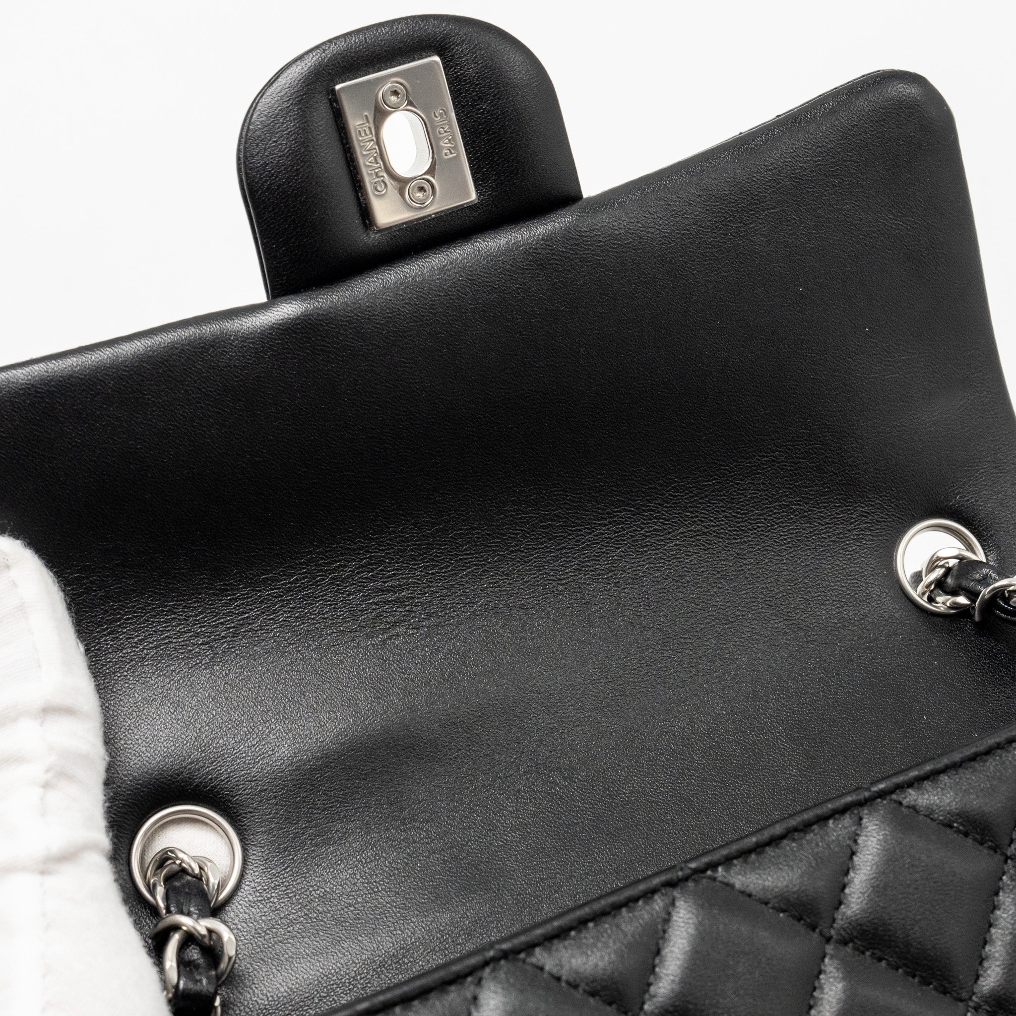 CHANEL MINI RECTANGULAR FLAP BAG LAMBSKIN BLACK SHW (MICROCHIP)