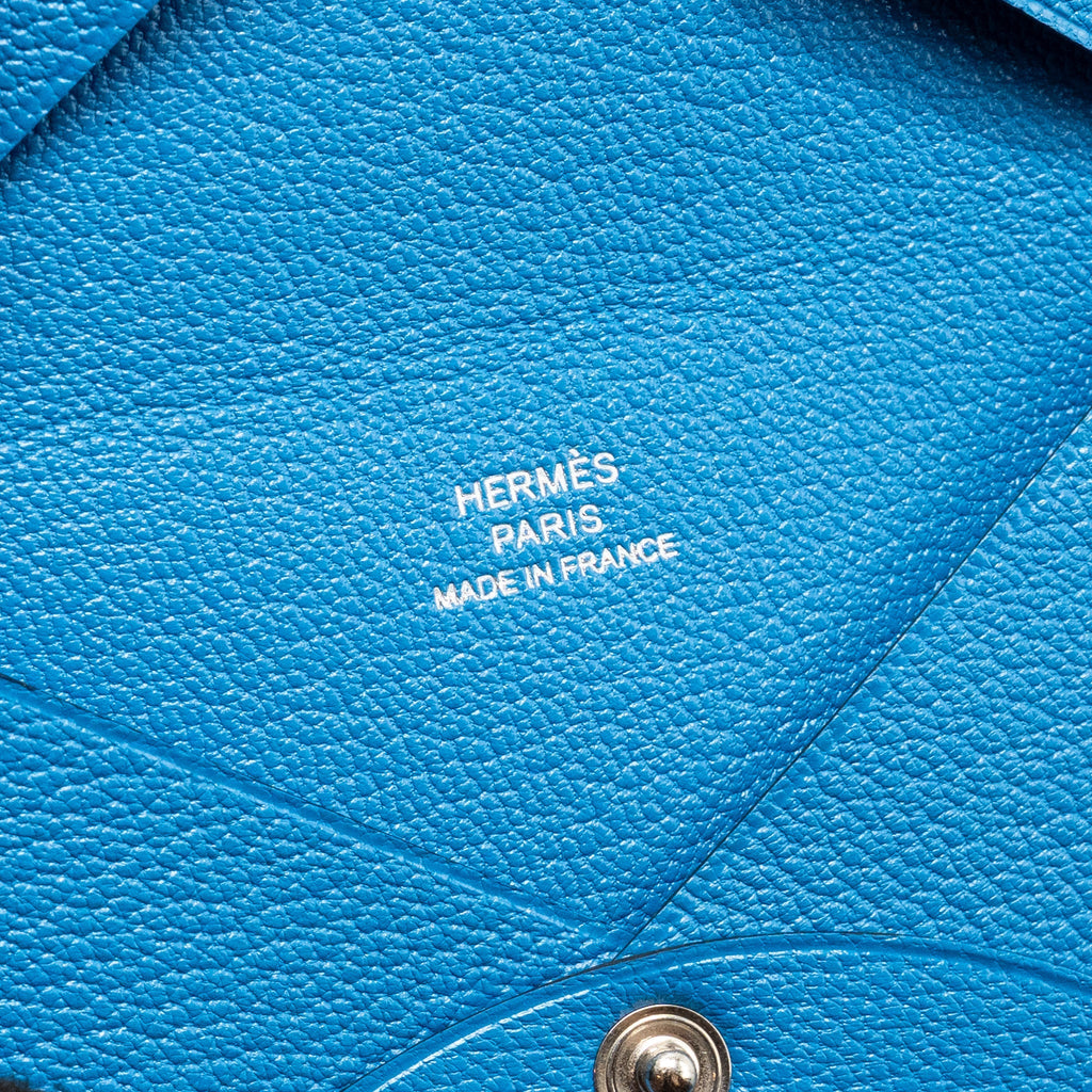 HERMES SPECIAL EDITION CALVI CARD HOLDER CHEVRE MYSORE BLUE BRIGHTON SHW