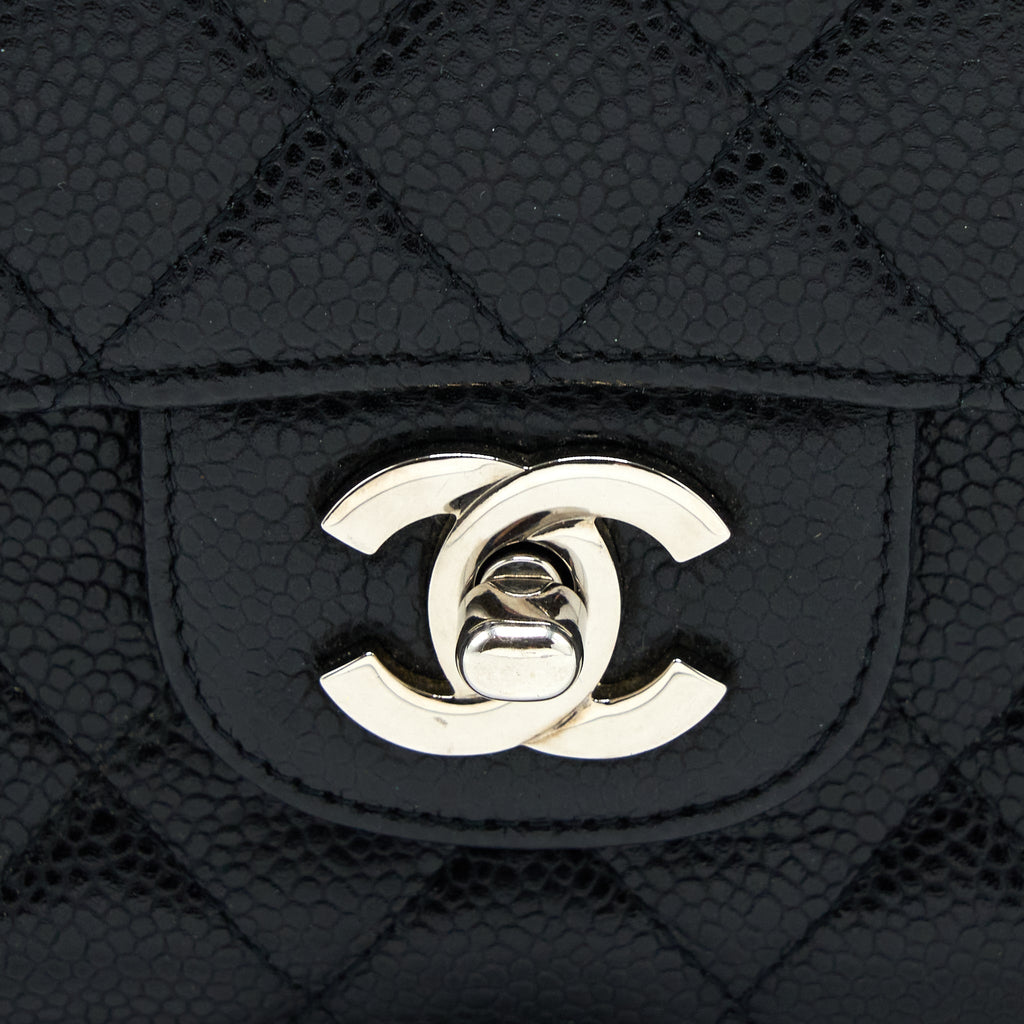 CHANEL MEDIUM CLASSIC DOUBLE FLAP BAG CAVIAR BLACK SHW