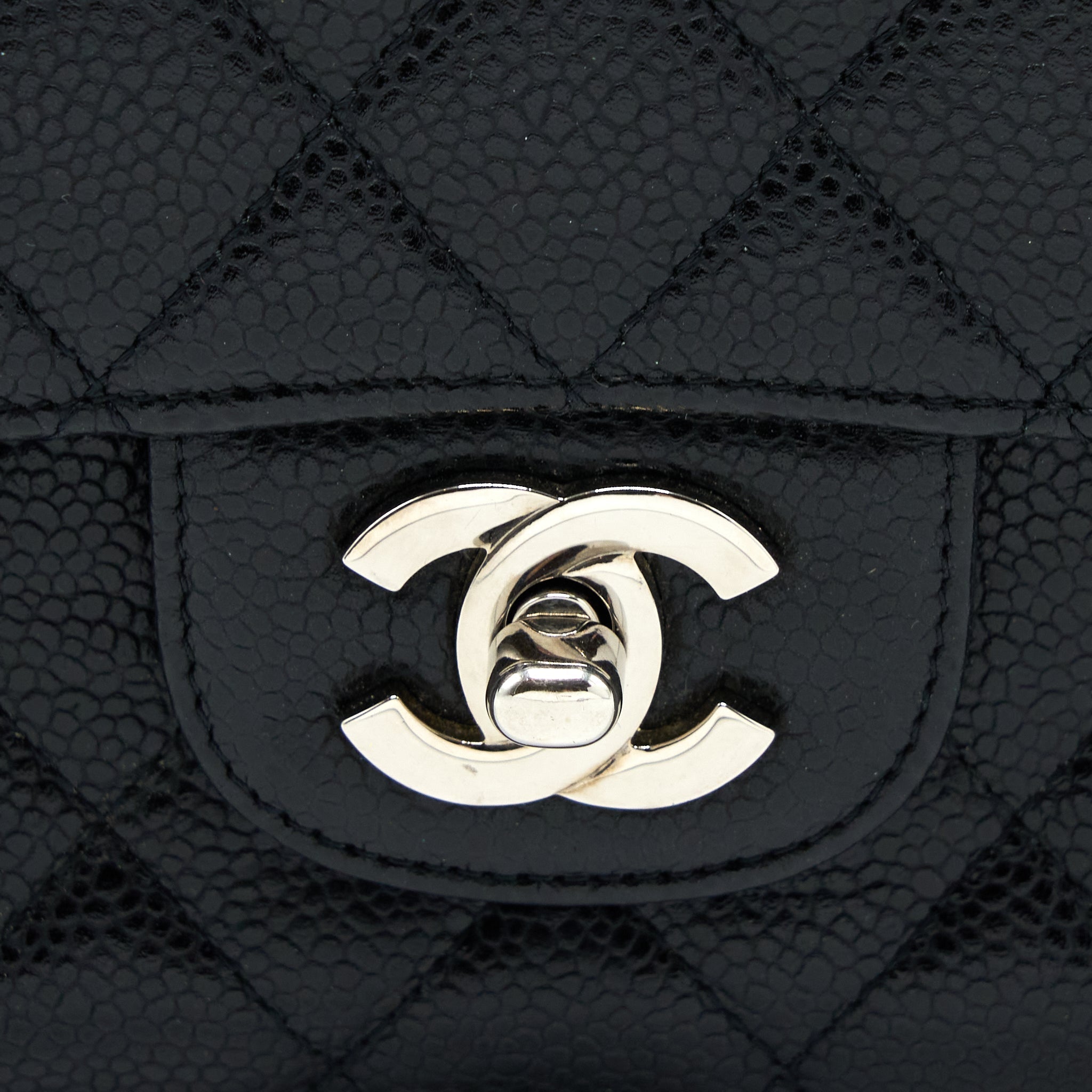 CHANEL MEDIUM CLASSIC DOUBLE FLAP BAG CAVIAR BLACK SHW