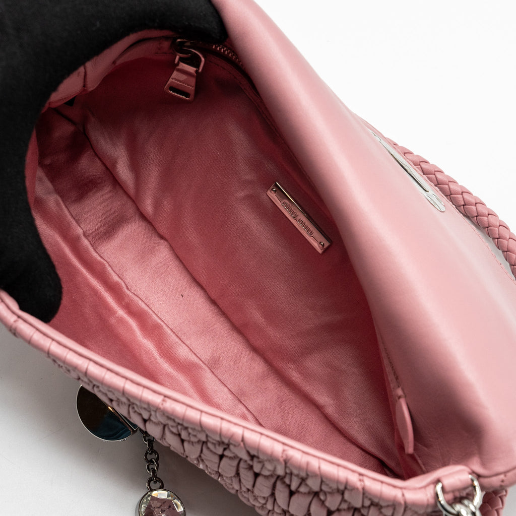 MIU MIU CRYSTAL SHOULDER BAG LAMBSKIN PINK SHW