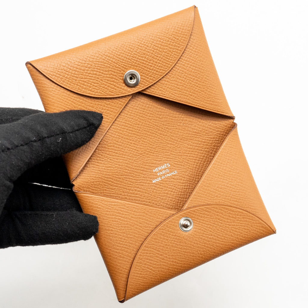 HERMES CALVI CARD HOLDER EPSOM GOLD SHW