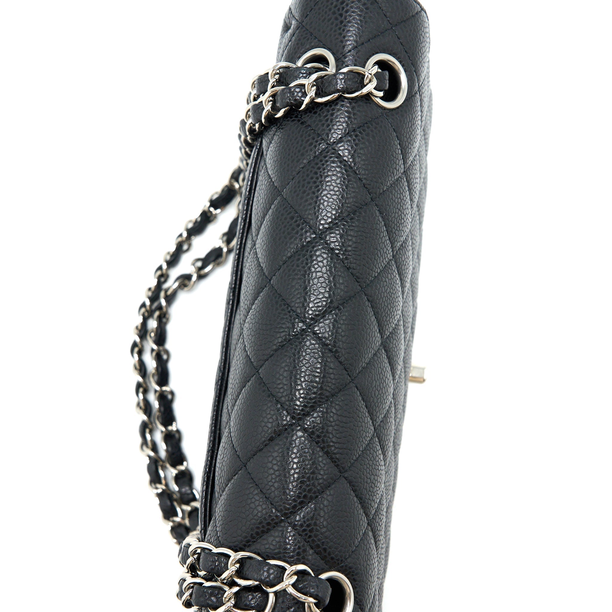 CHANEL MEDIUM CLASSIC DOUBLE FLAP BAG CAVIAR BLACK SHW