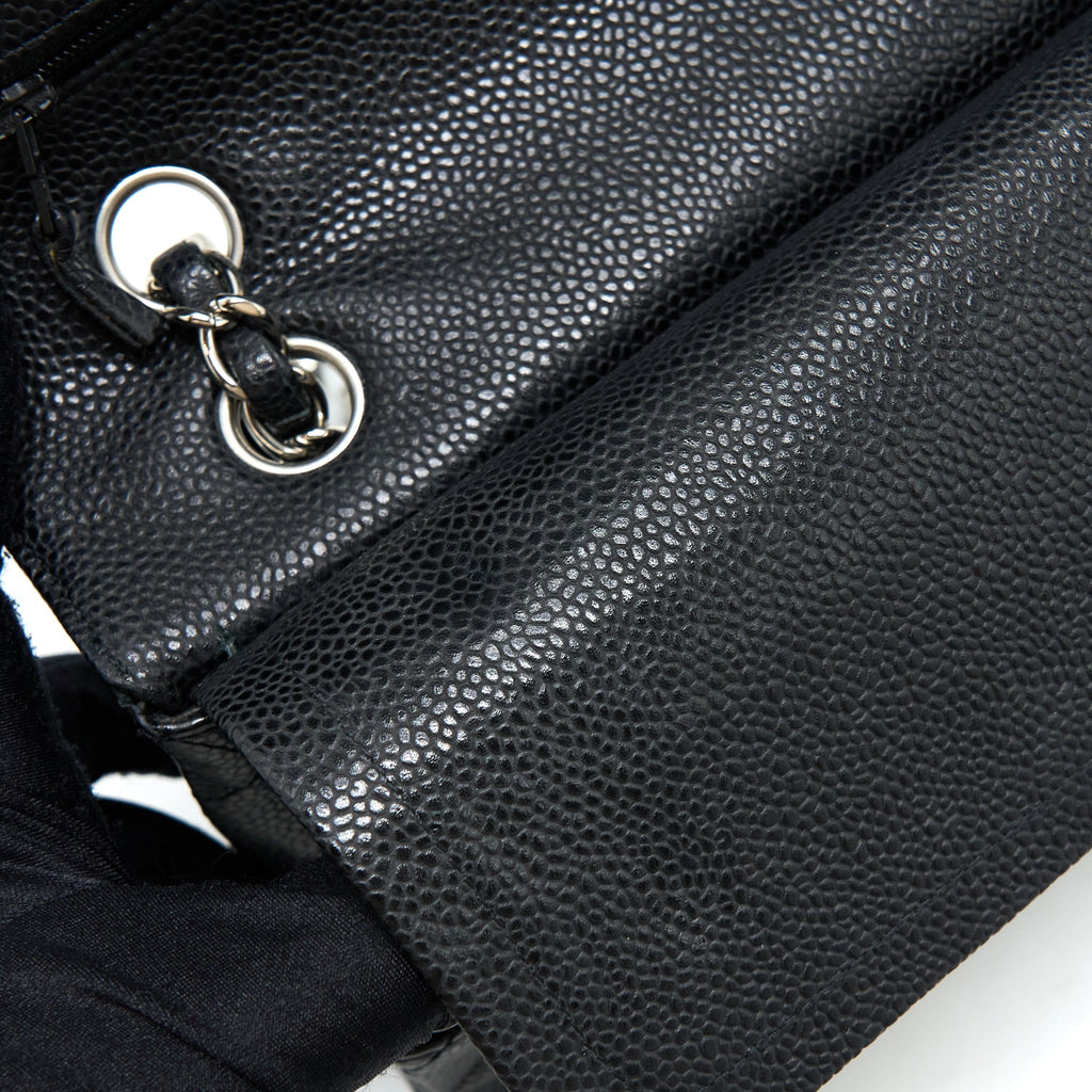 CHANEL MEDIUM CLASSIC DOUBLE FLAP BAG CAVIAR BLACK SHW