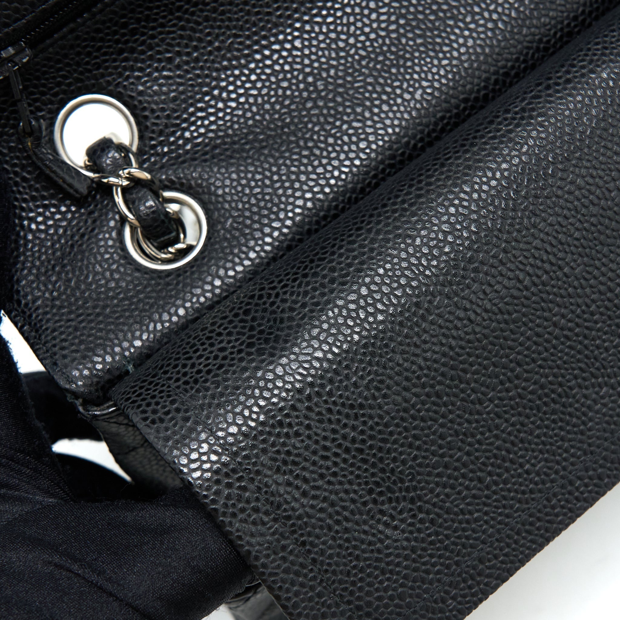 CHANEL MEDIUM CLASSIC DOUBLE FLAP BAG CAVIAR BLACK SHW