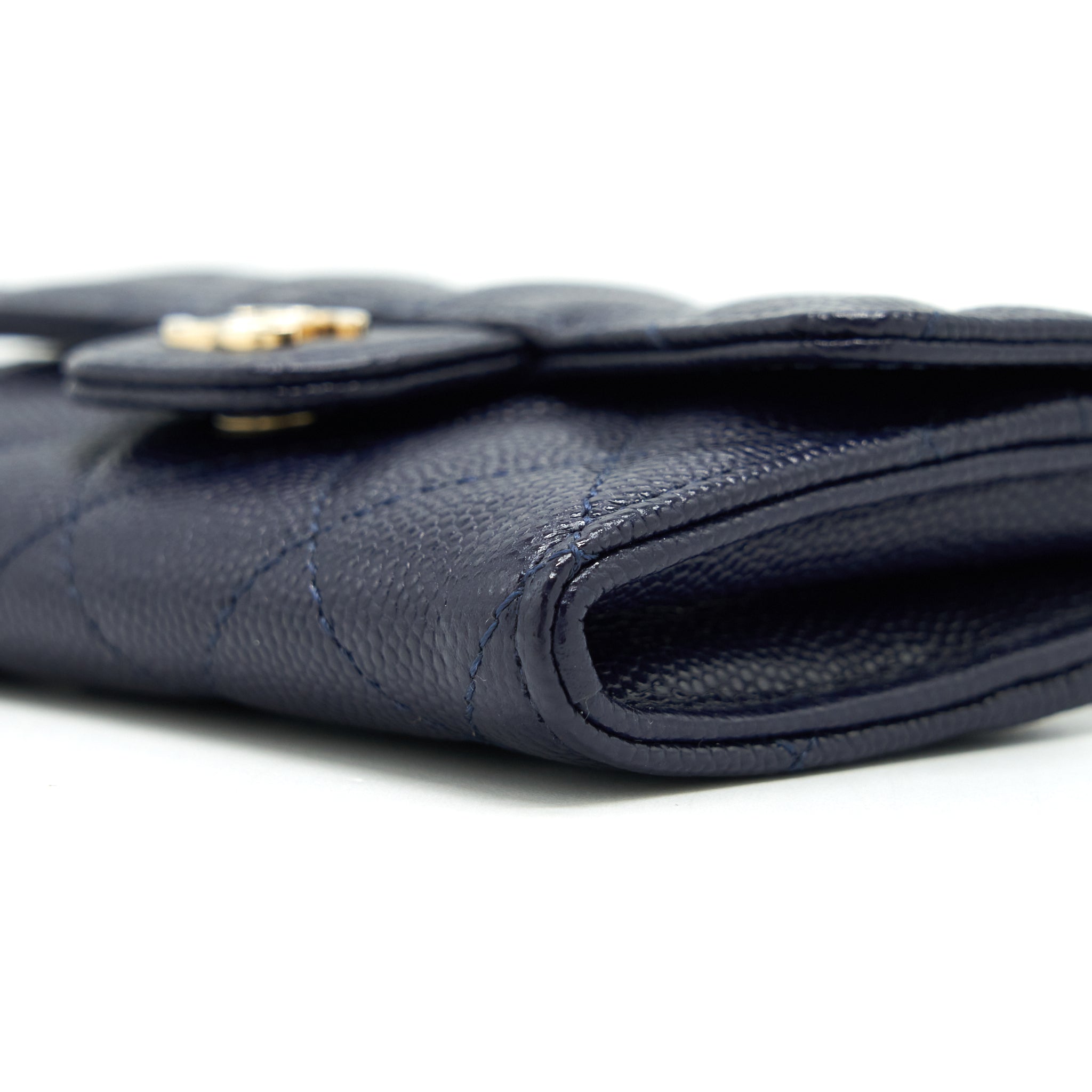 CHANEL CLASSIC FLAP CARD HOLDER CAVIAR NAVY LGHW