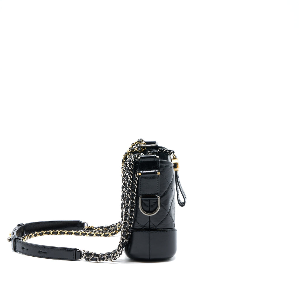 CHANEL SMALL GABRIELLE HOBO BAG BLACK WITH MULTICOLOUR HARDWARE