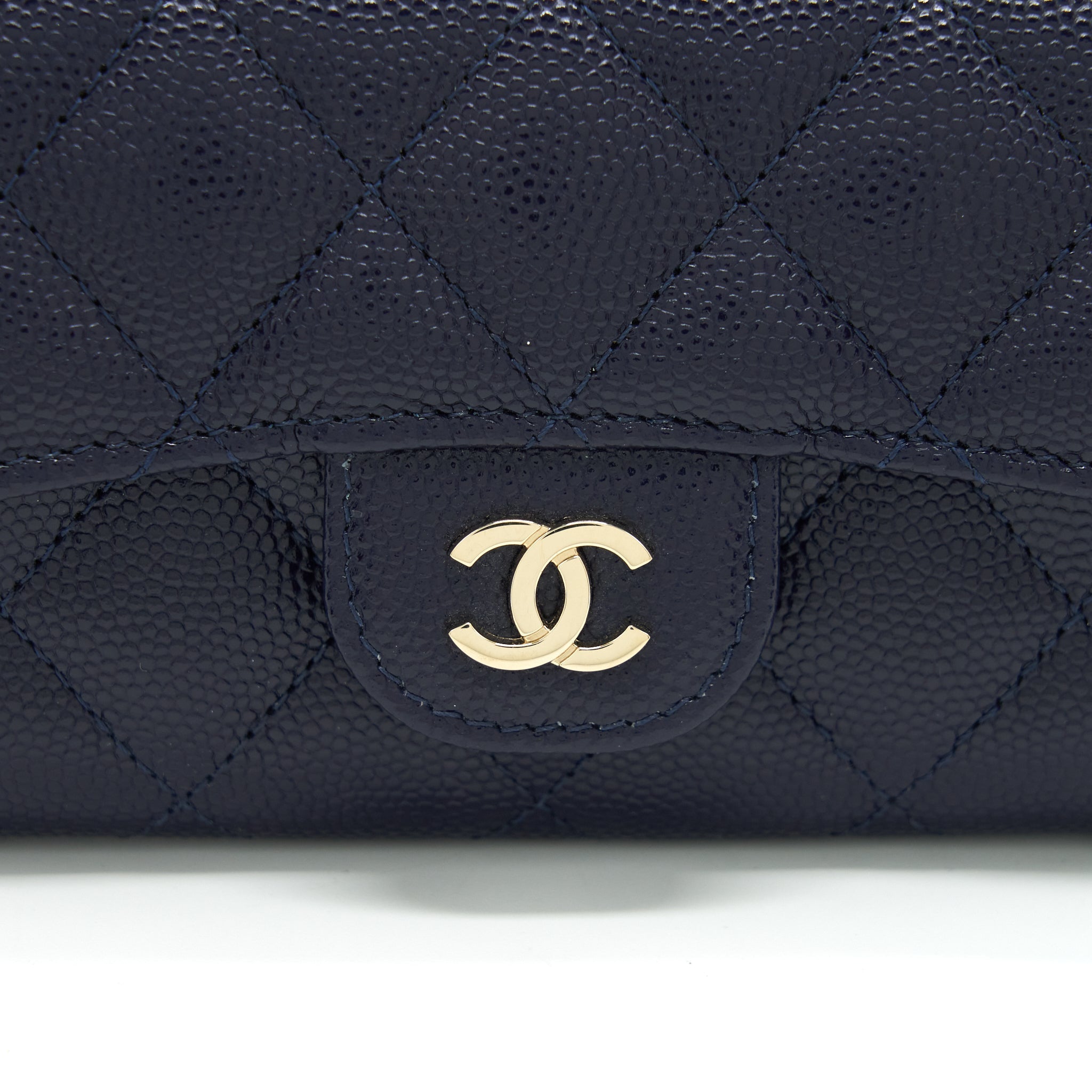 CHANEL CLASSIC FLAP CARD HOLDER CAVIAR NAVY LGHW