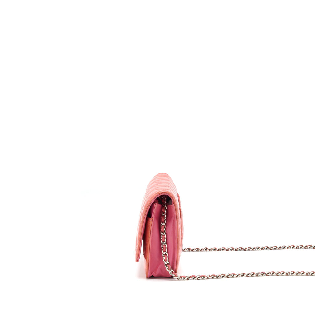 CHANEL WALLET ON CHAINS RED PATENT SHW