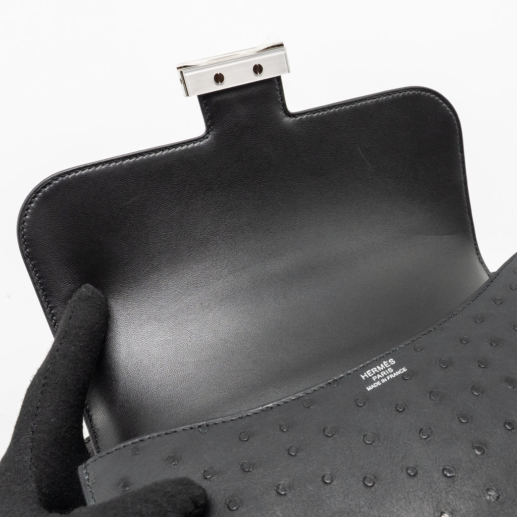 HERMES CONSTANCE 24 OSTRICH BLACK SHW