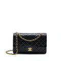CHANEL VINTAGE MEDIUM FLAP BAG LAMBSKIN BLACK GHW