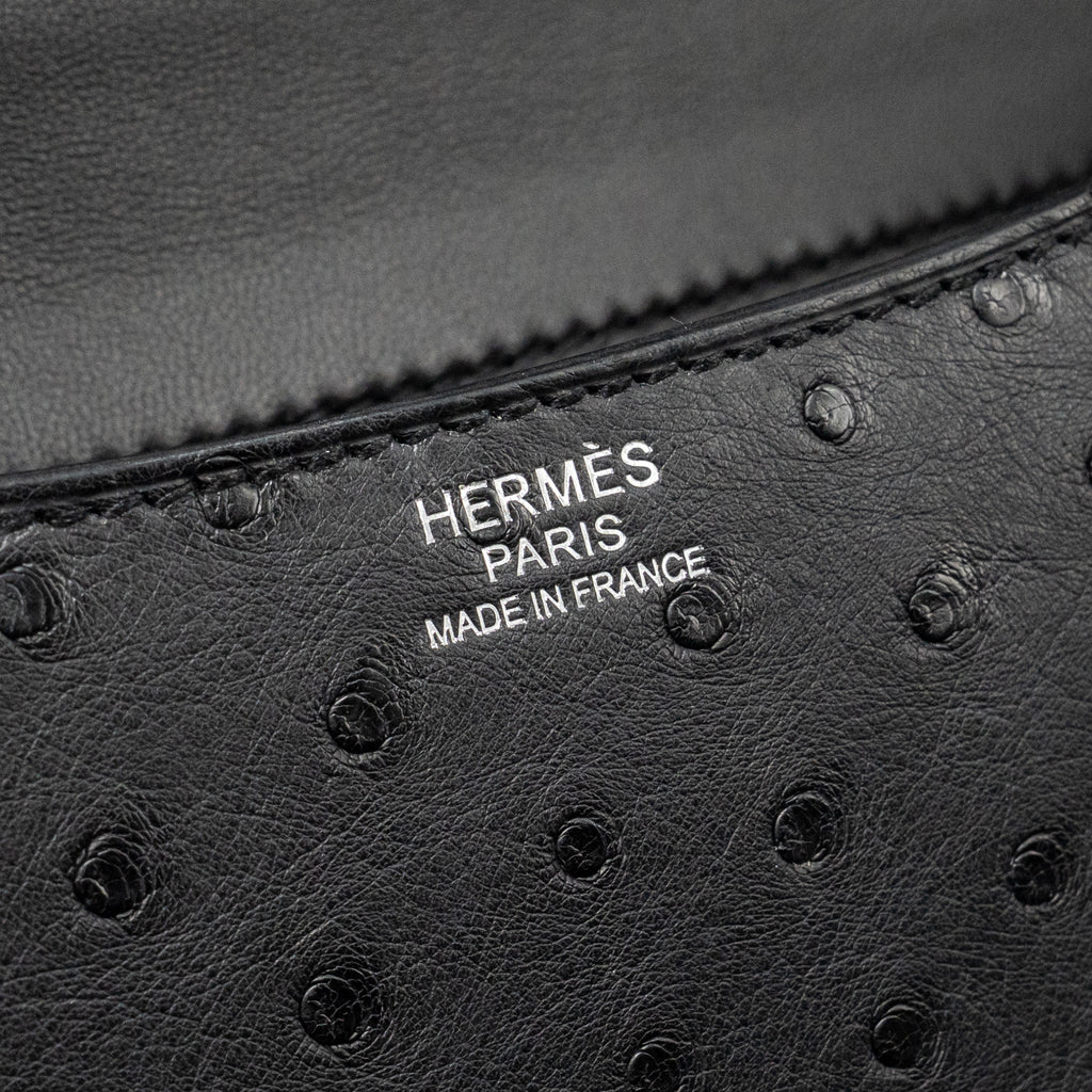 HERMES CONSTANCE 24 OSTRICH BLACK SHW