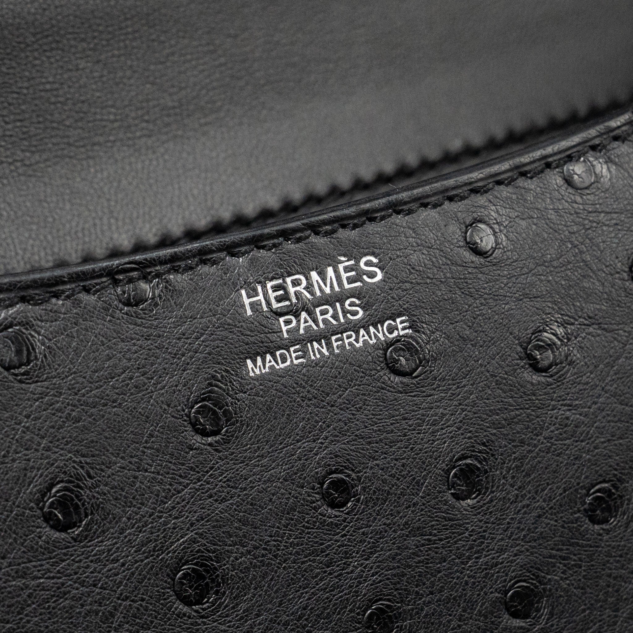 HERMES CONSTANCE 24 OSTRICH BLACK SHW
