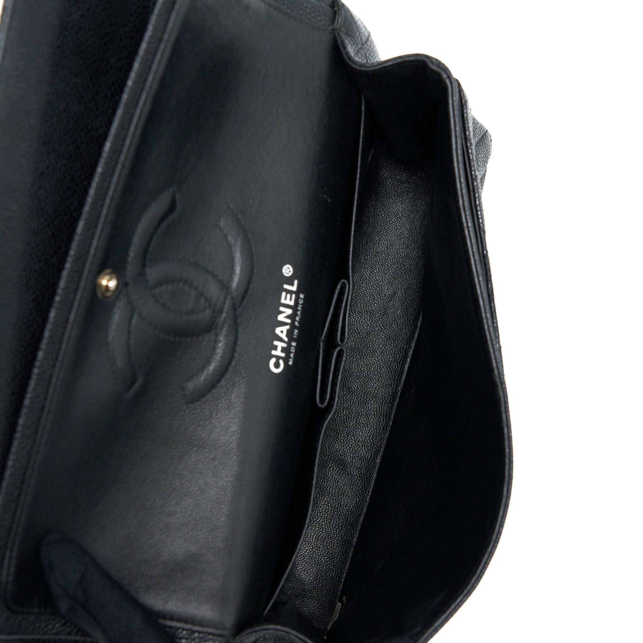 CHANEL MEDIUM CLASSIC DOUBLE FLAP BAG CAVIAR BLACK SHW