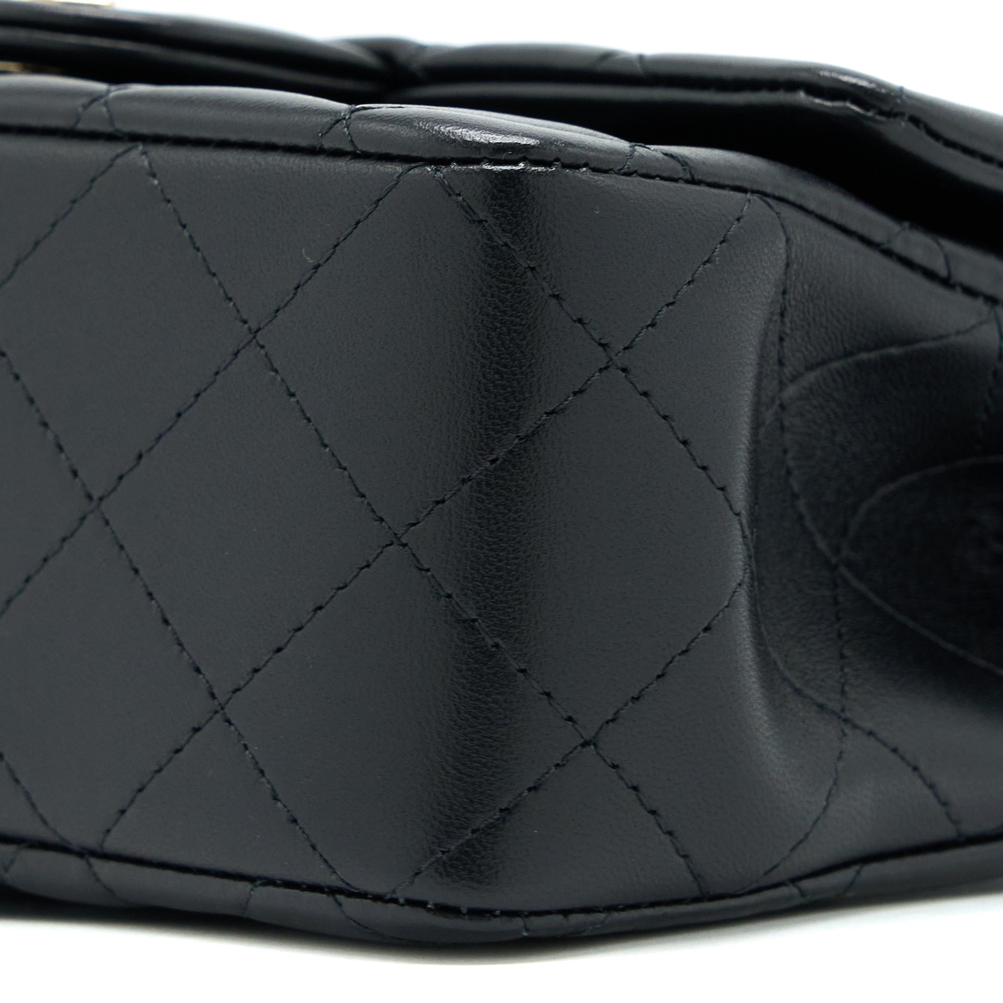 CHANEL TOP HANDLE MINI RECTANGULAR FLAP BAG LAMBSKIN BLACK LGHW (MICROCHIP)