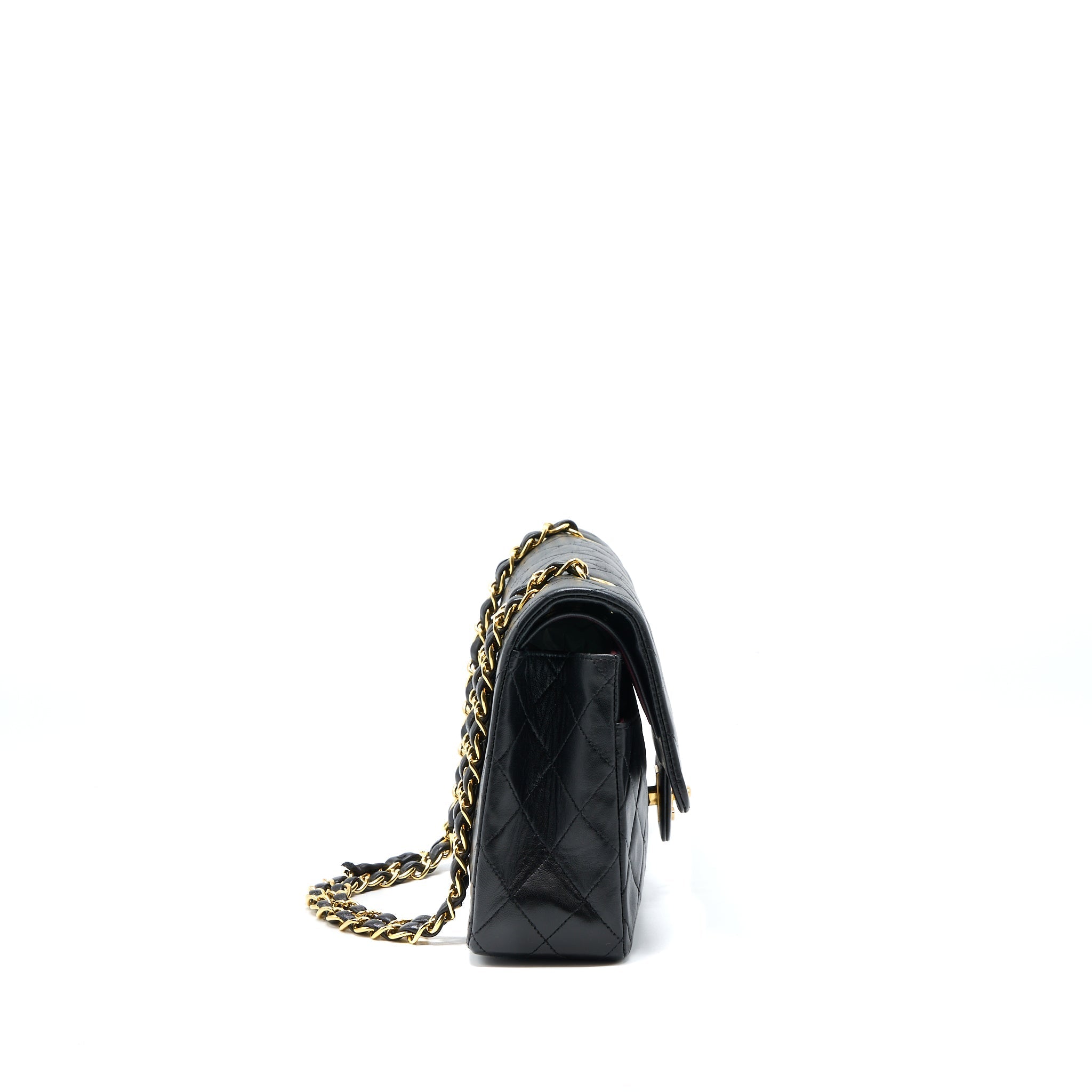 CHANEL VINTAGE MEDIUM FLAP BAG LAMBSKIN BLACK GHW